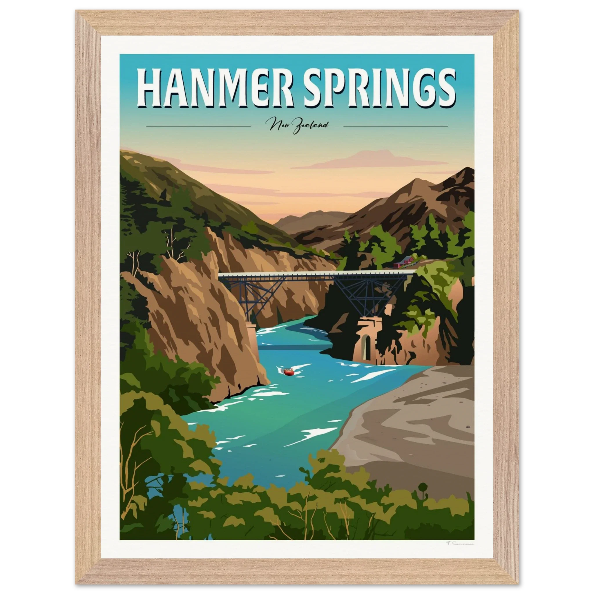 Hanmer Springs Travel Poster, New Zealand