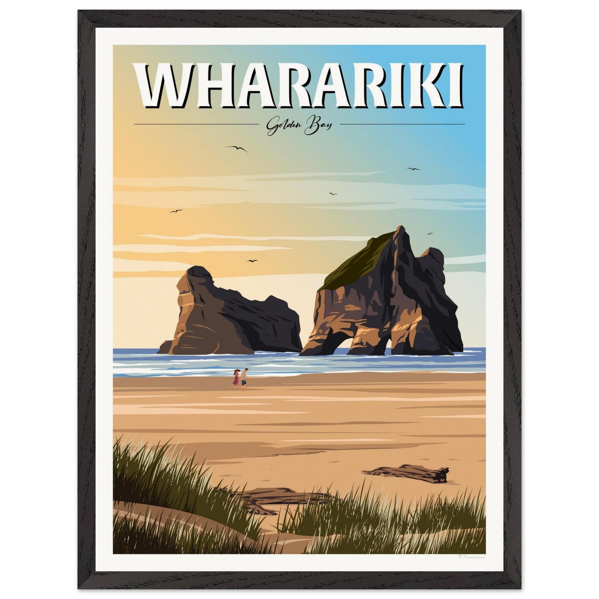 Wharariki Golden Bay Travel Poster, New Zealand