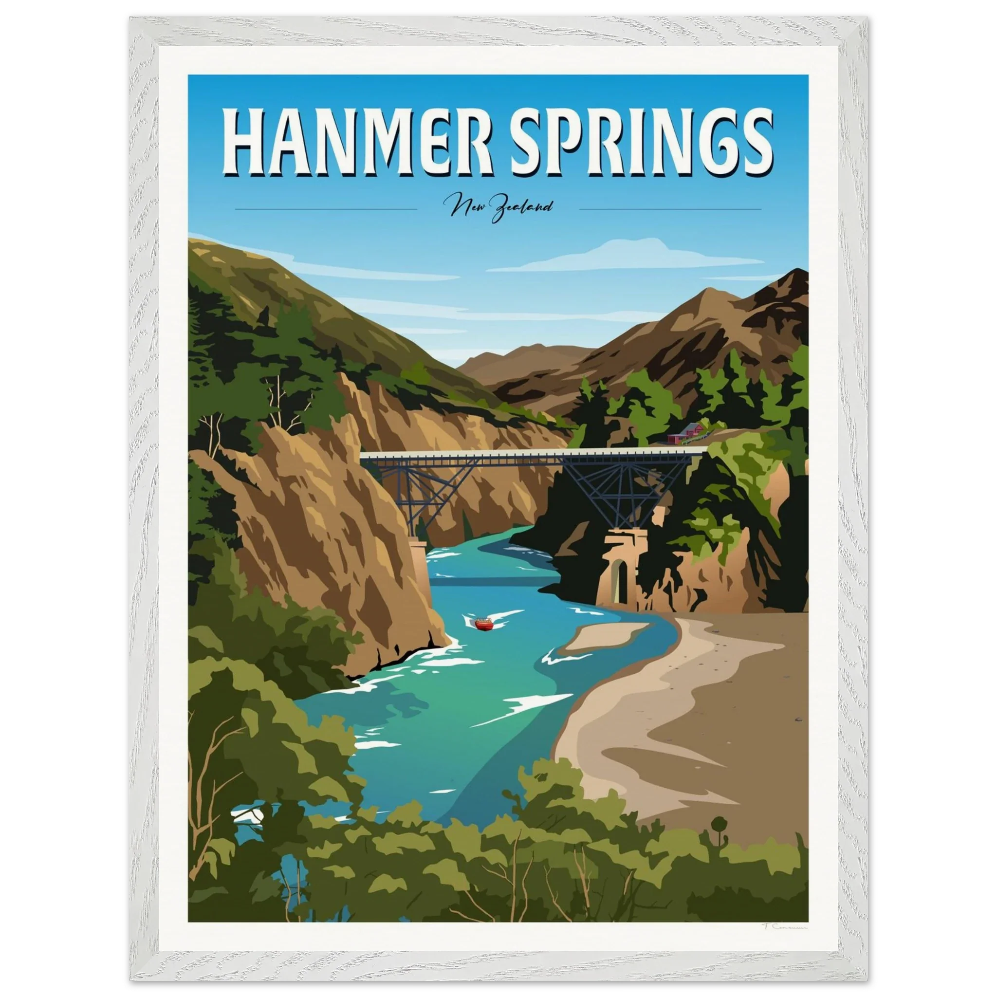 Hanmer Springs Summer Day Travel Poster, New Zealand