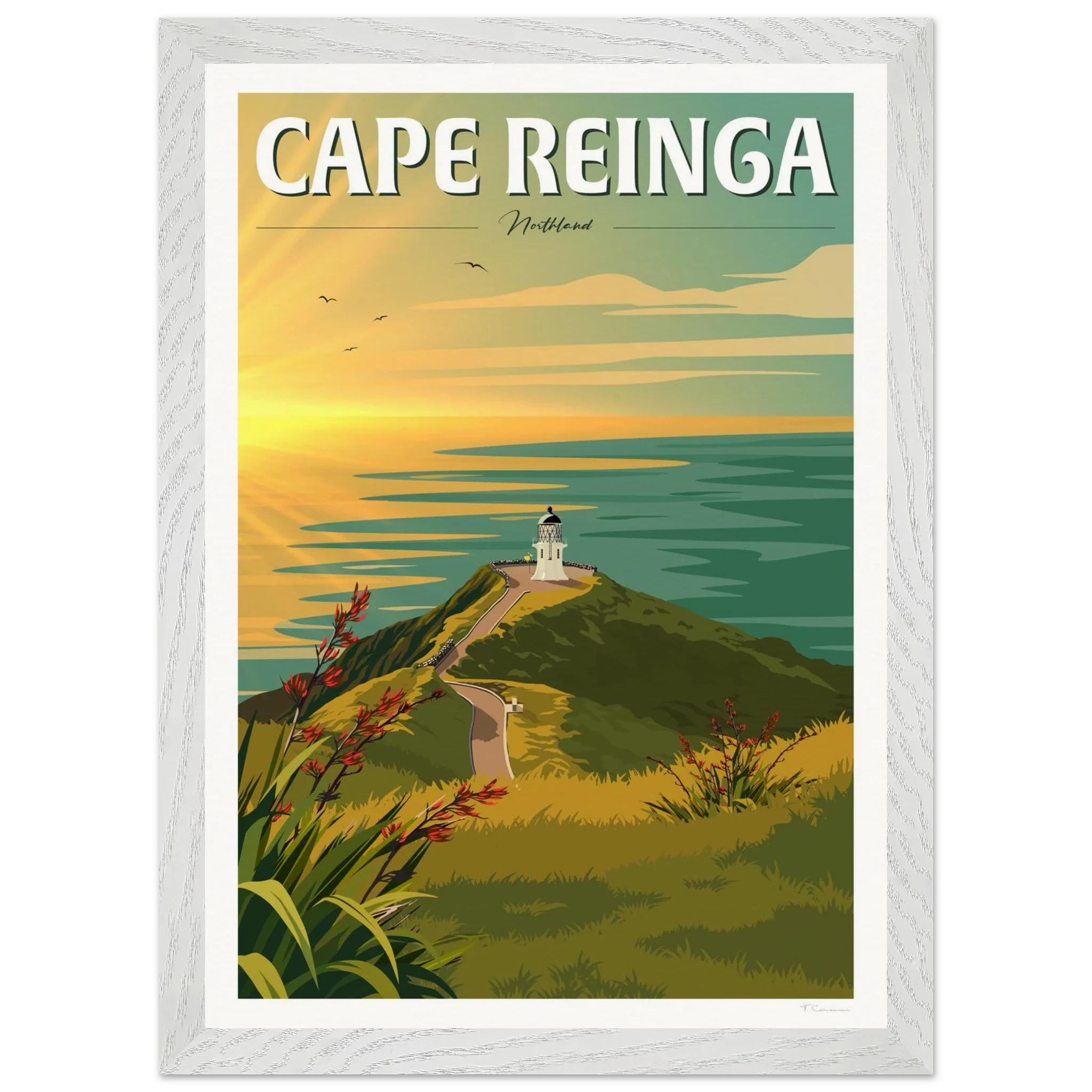 Cape Reinga Sunset Travel Poster, New Zealand