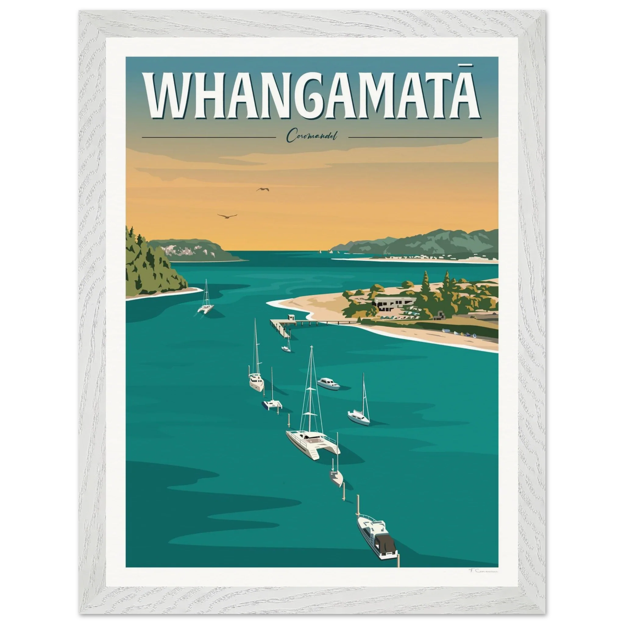 Whangamata Harbour Travel Poster, New Zealand