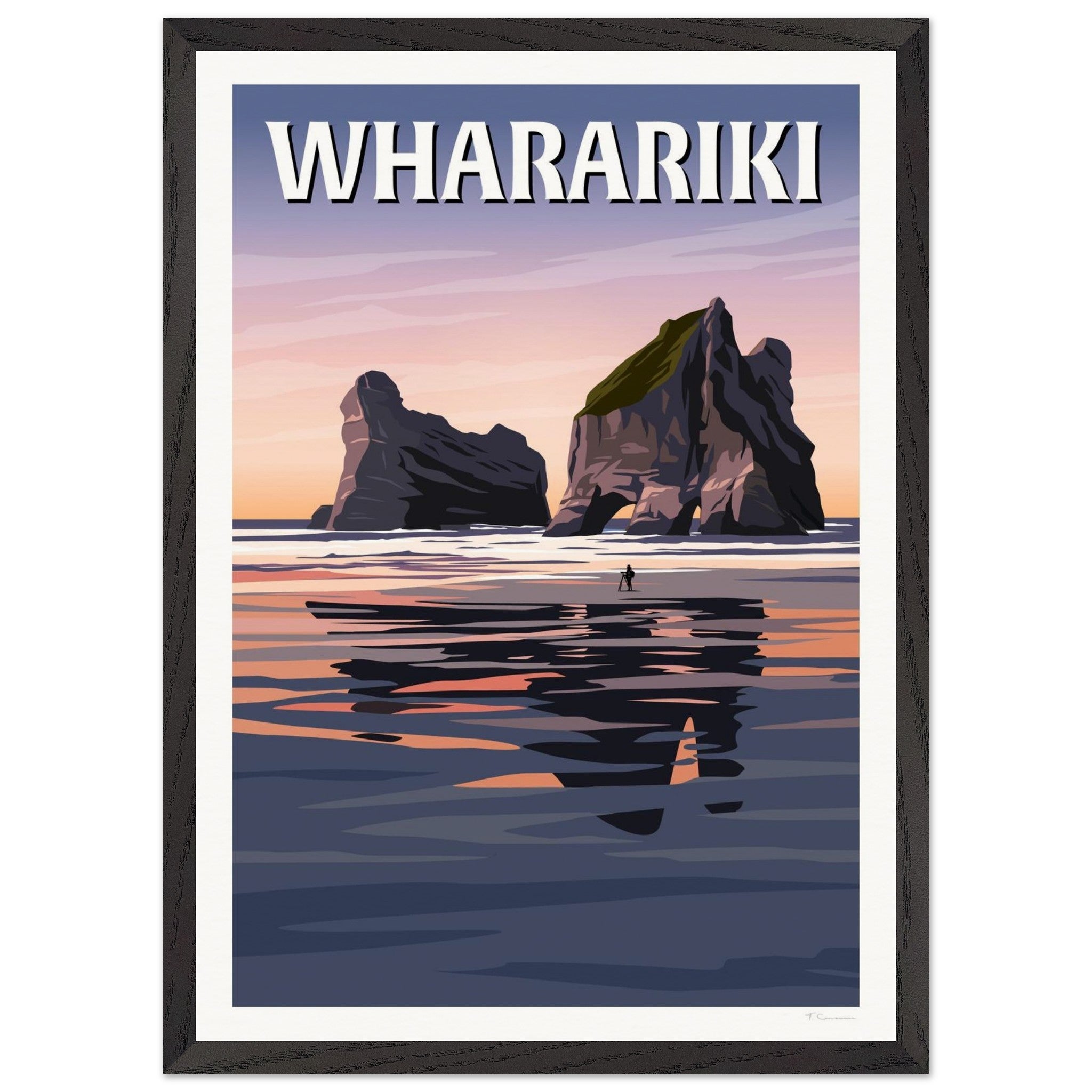 Wharariki Sunset Travel Poster, New Zealand
