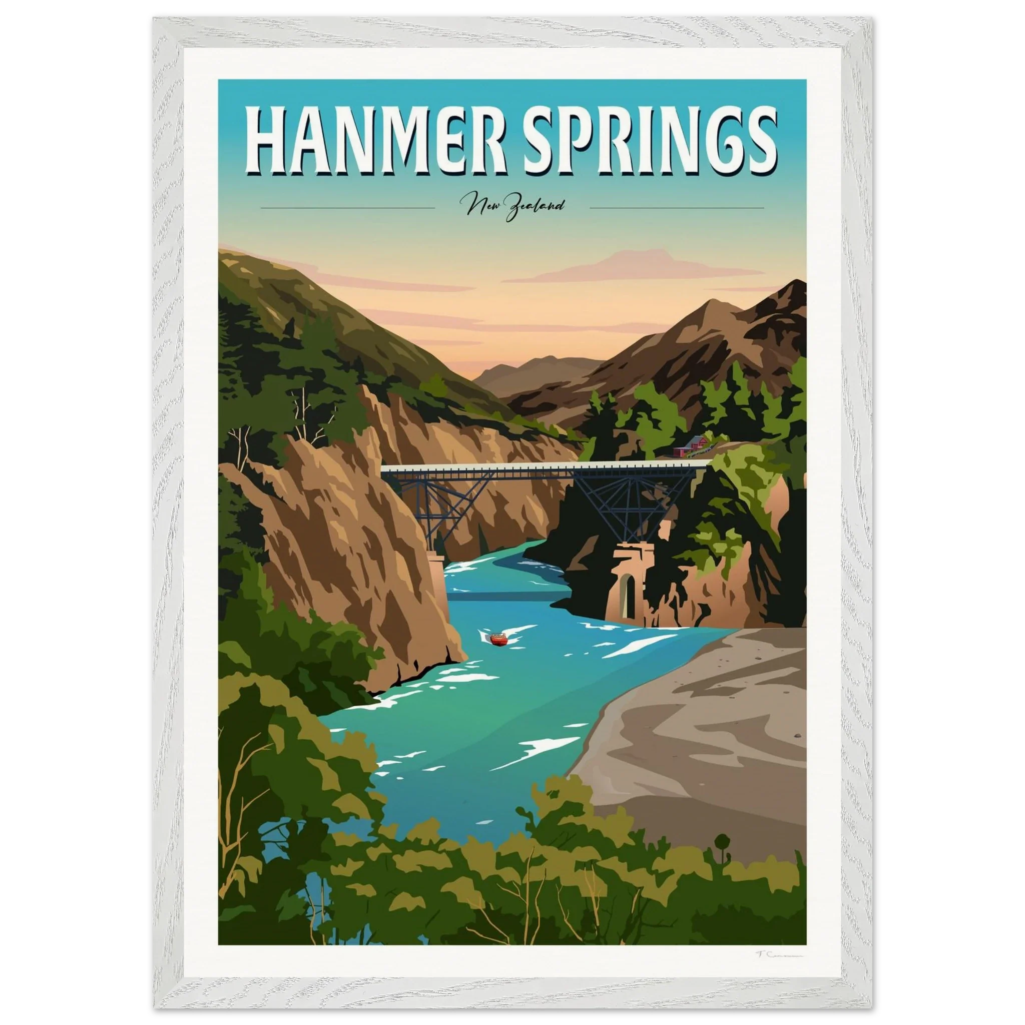 Hanmer Springs Travel Poster, New Zealand
