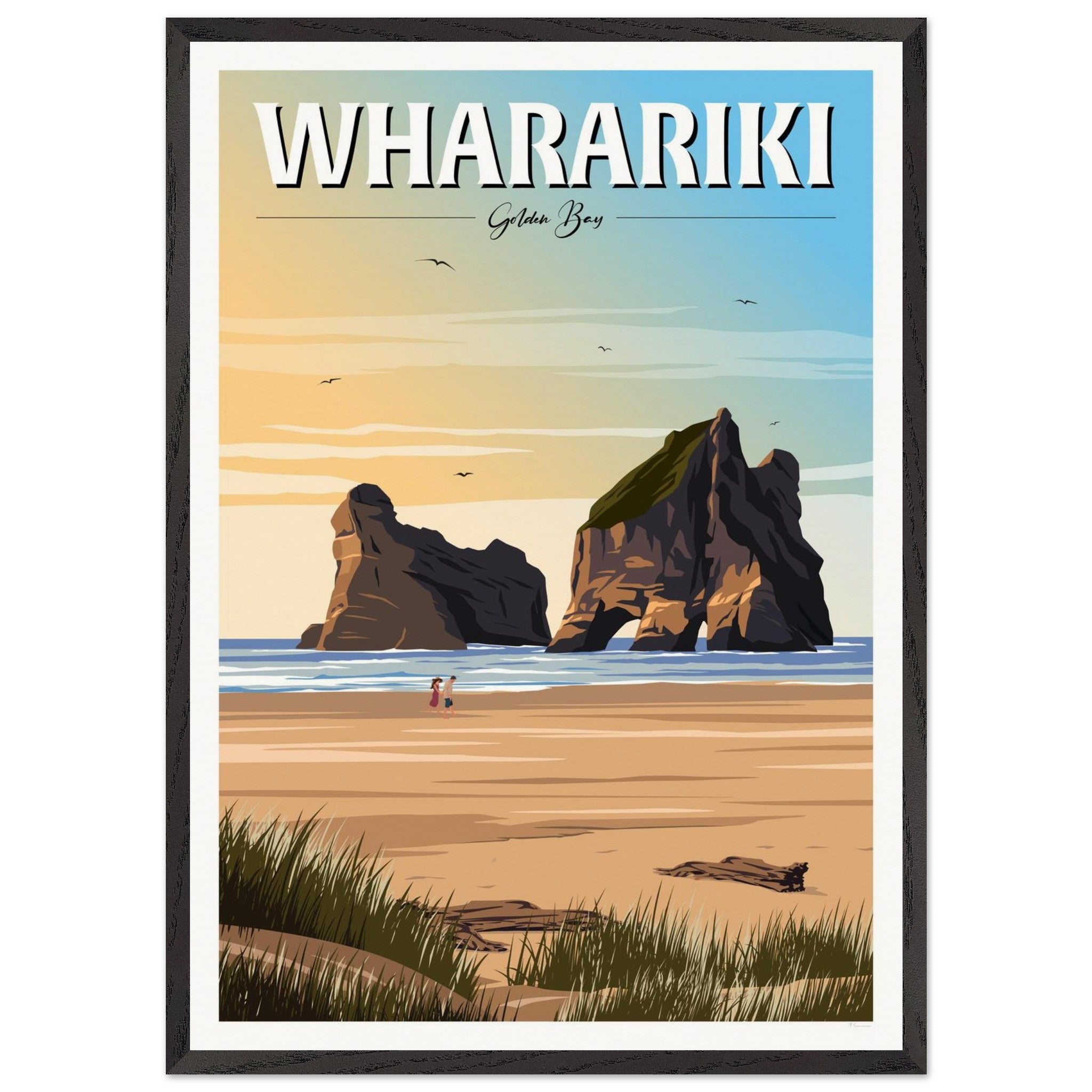 Wharariki Golden Bay Travel Poster, New Zealand