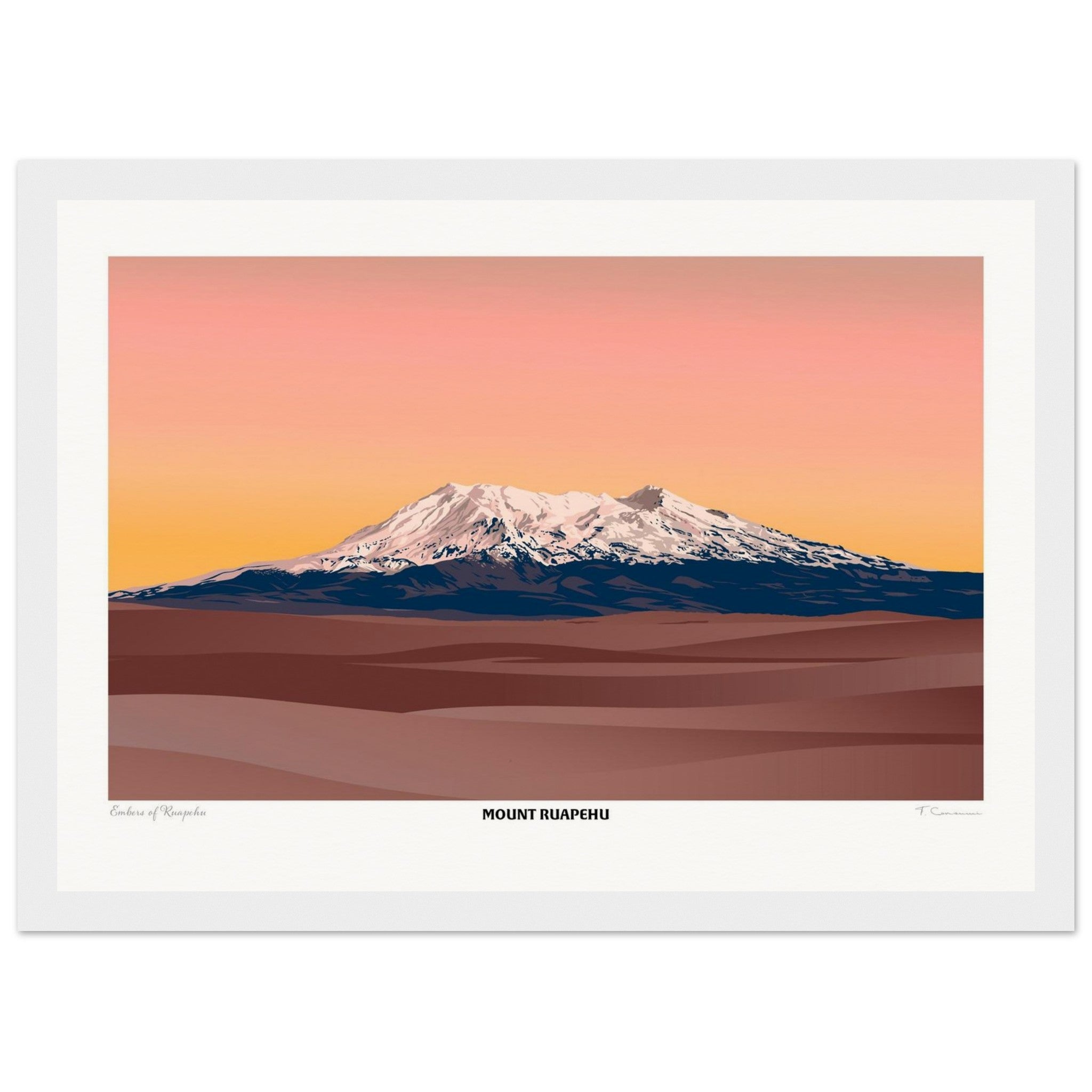 Mount Ruapehu Travel Poster, New Zealand