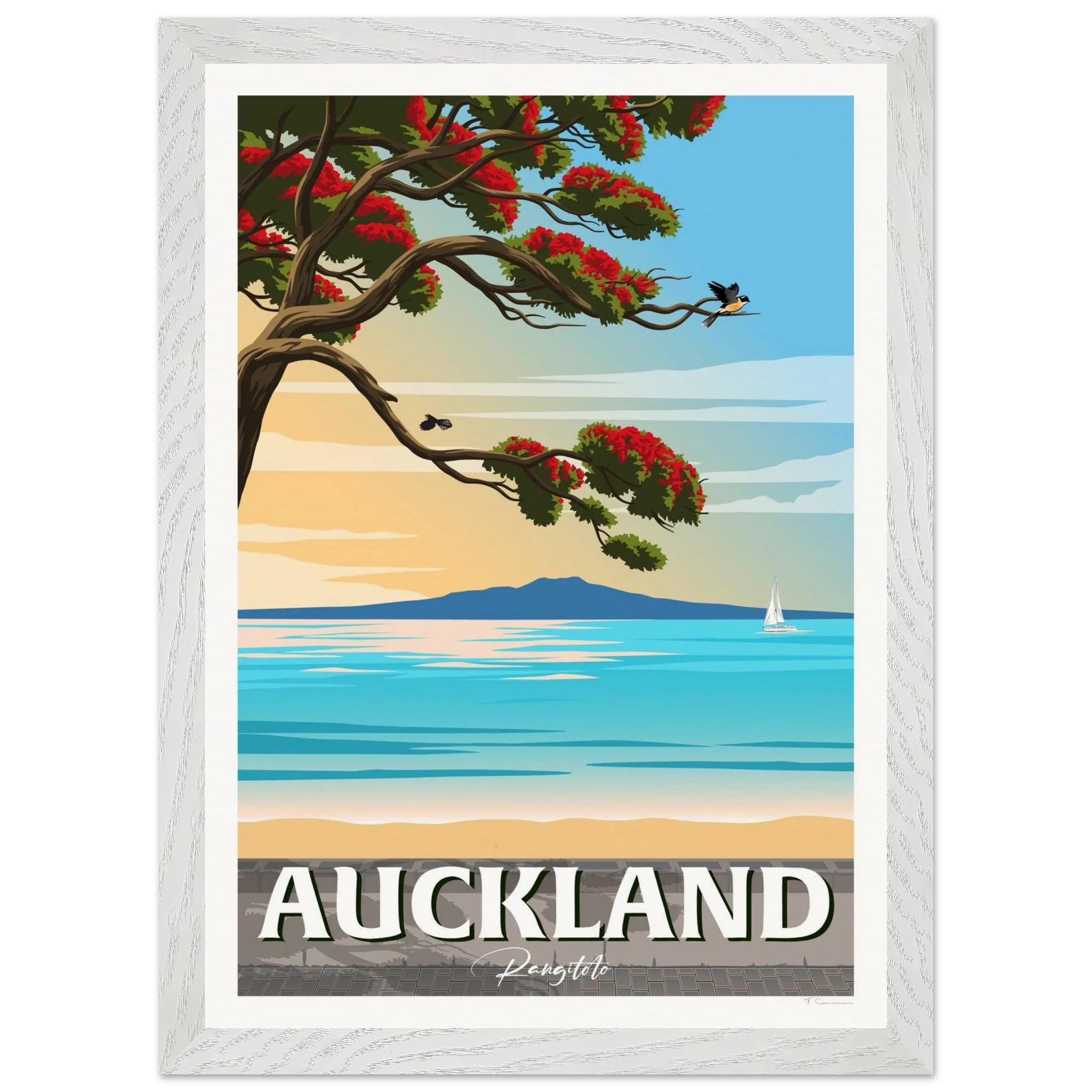 Rangitoto Island New Zealand Travel Poster