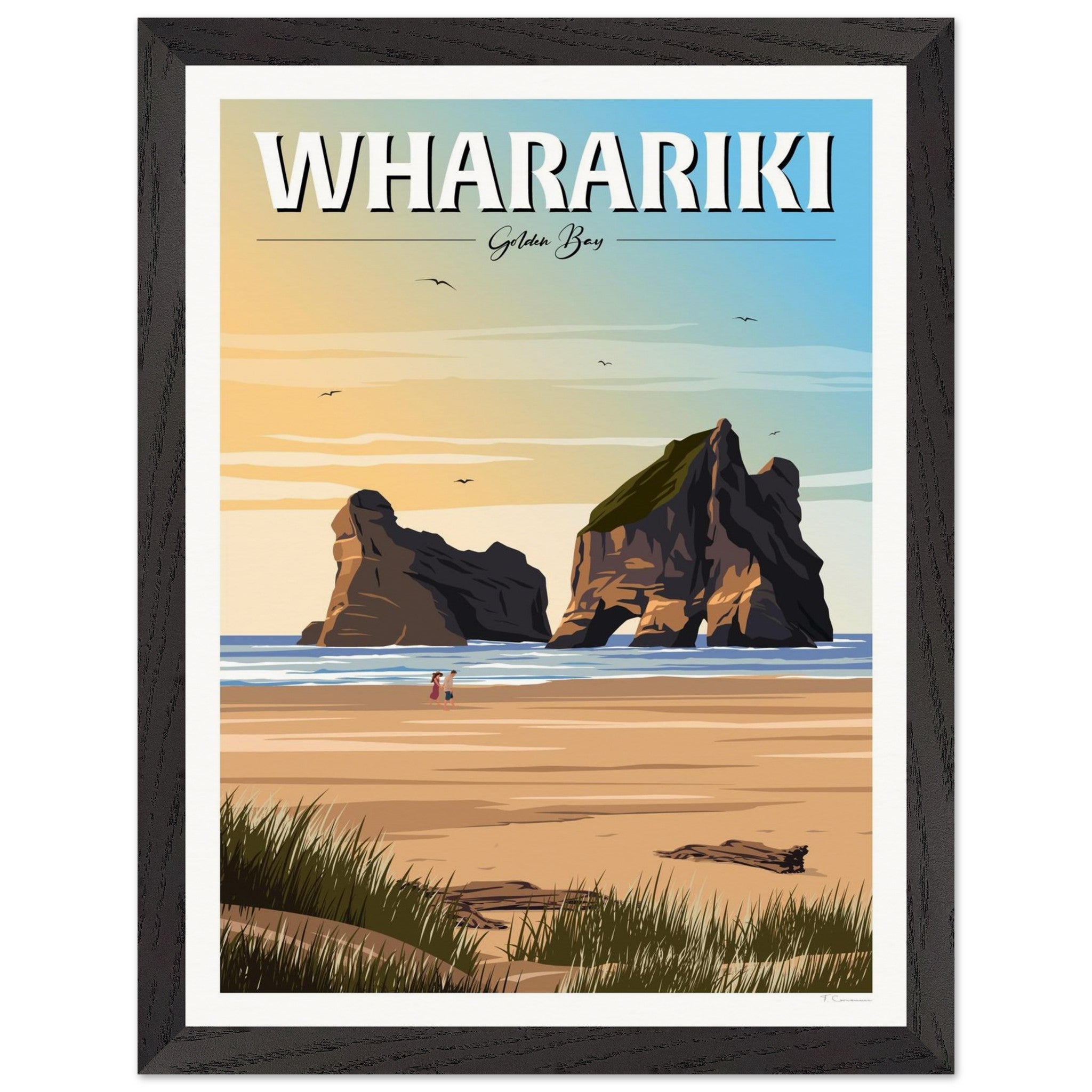 Wharariki Golden Bay Travel Poster, New Zealand