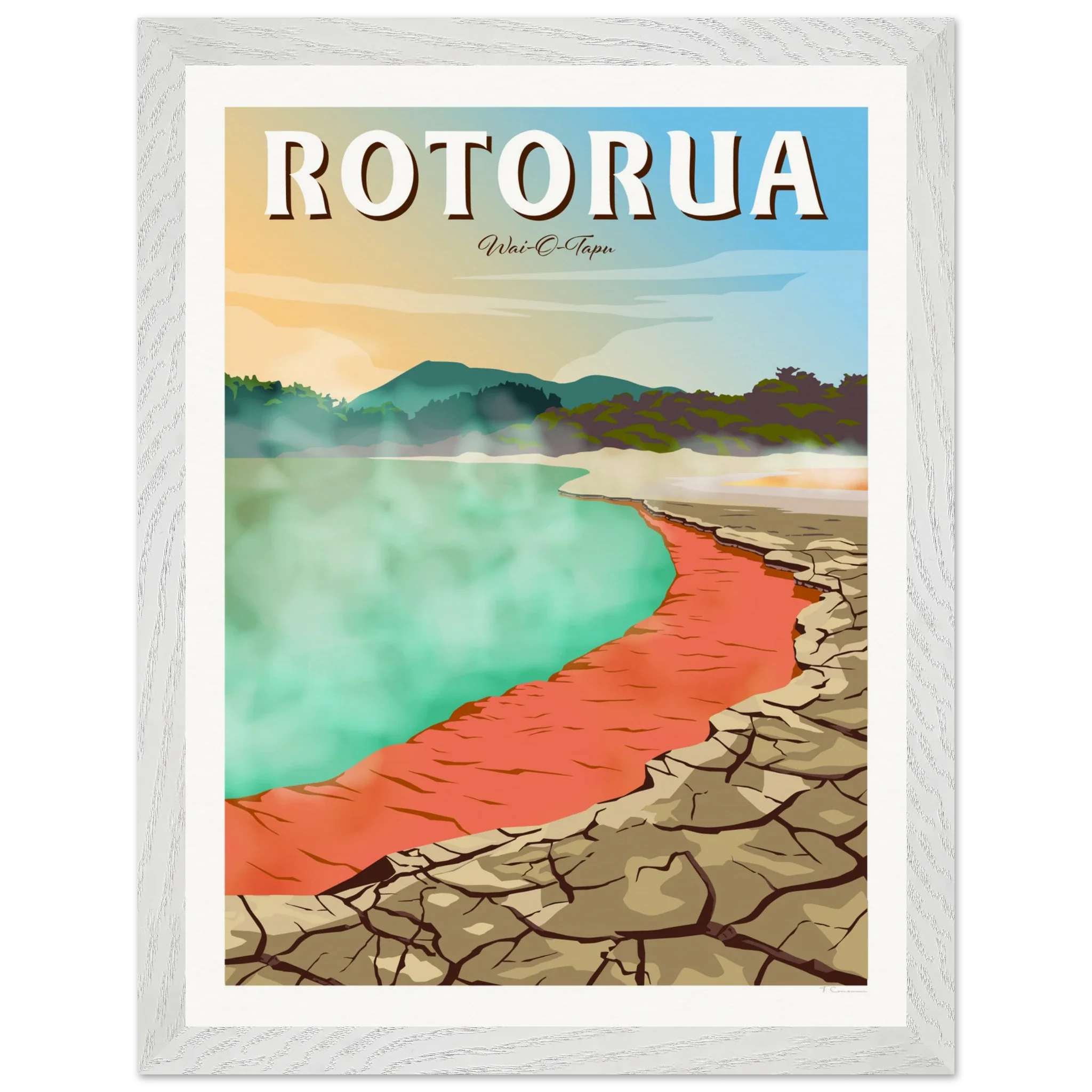 Rotorua Waiotapu New Zealand Travel Poster