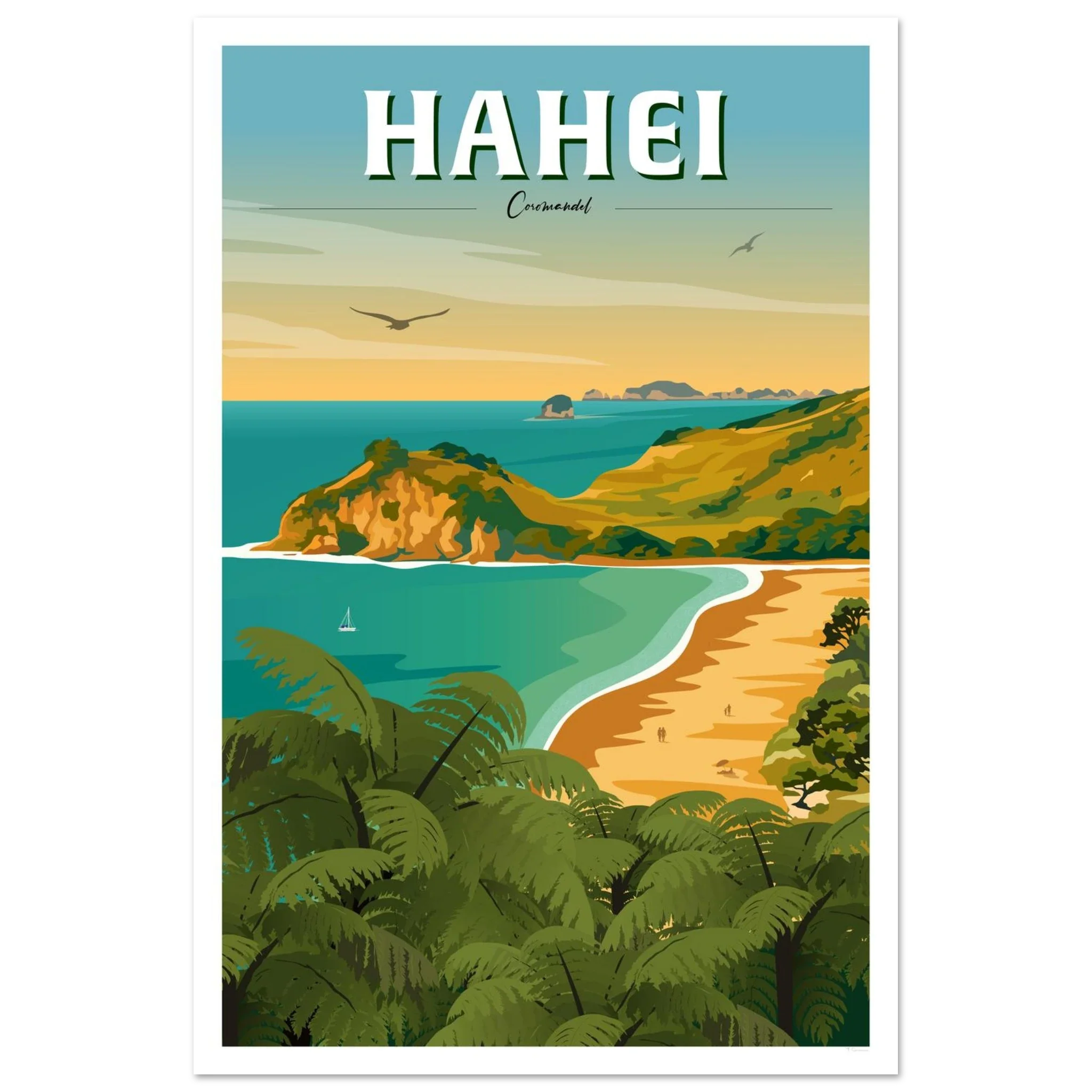 Hahei - Coromandel New Zealand Travel Poster