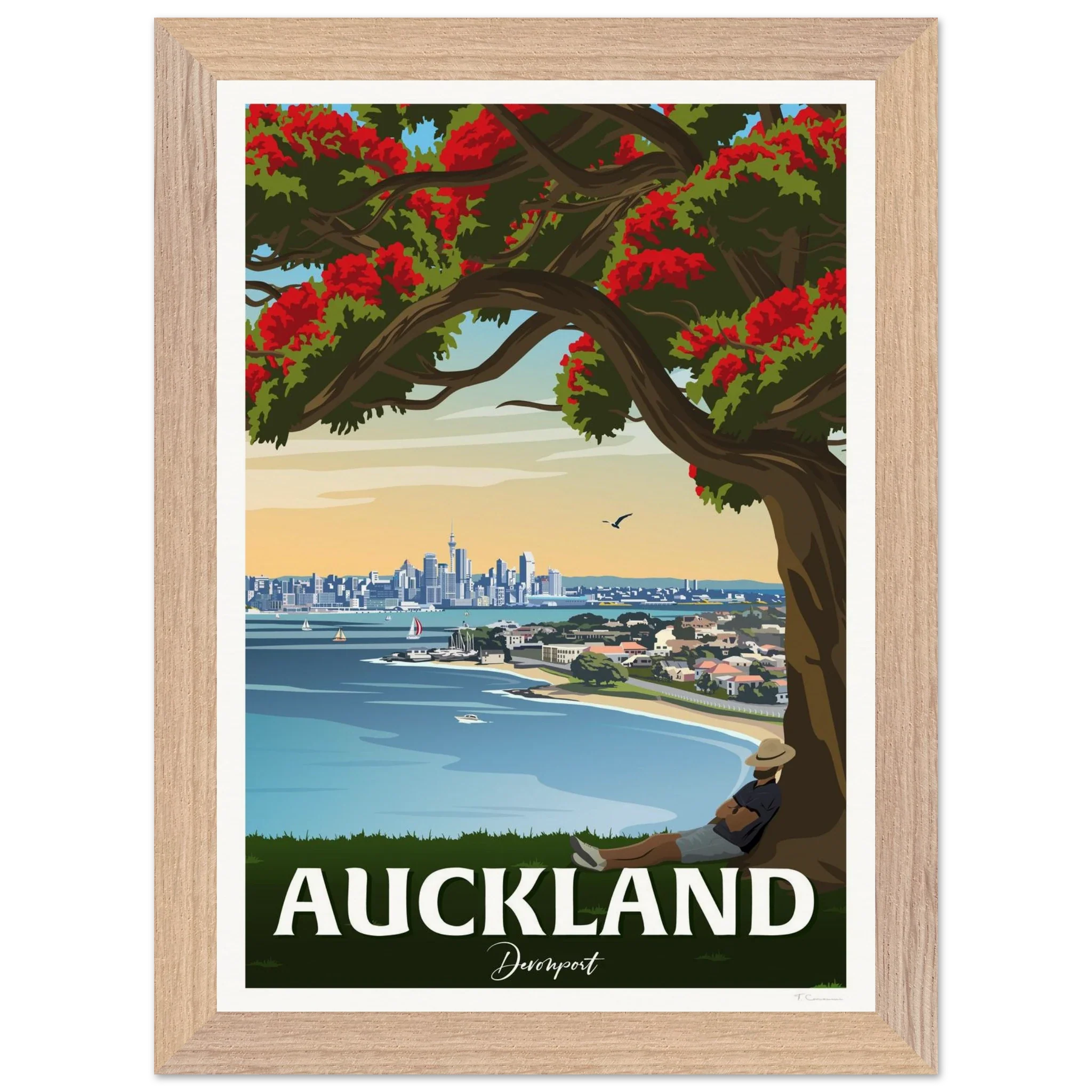 Auckland from Northhead New Zealand Travel Poster