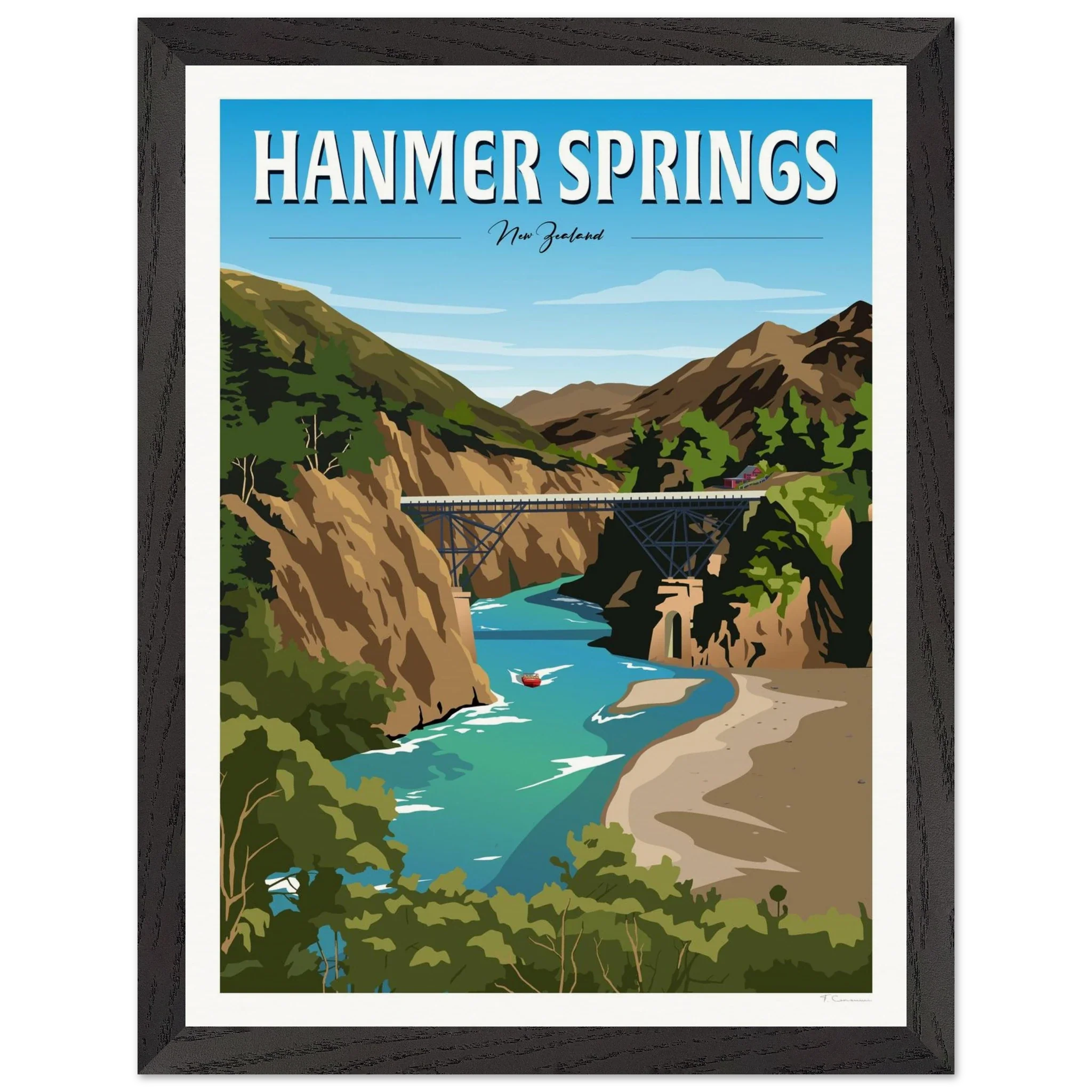 Hanmer Springs Summer Day Travel Poster, New Zealand