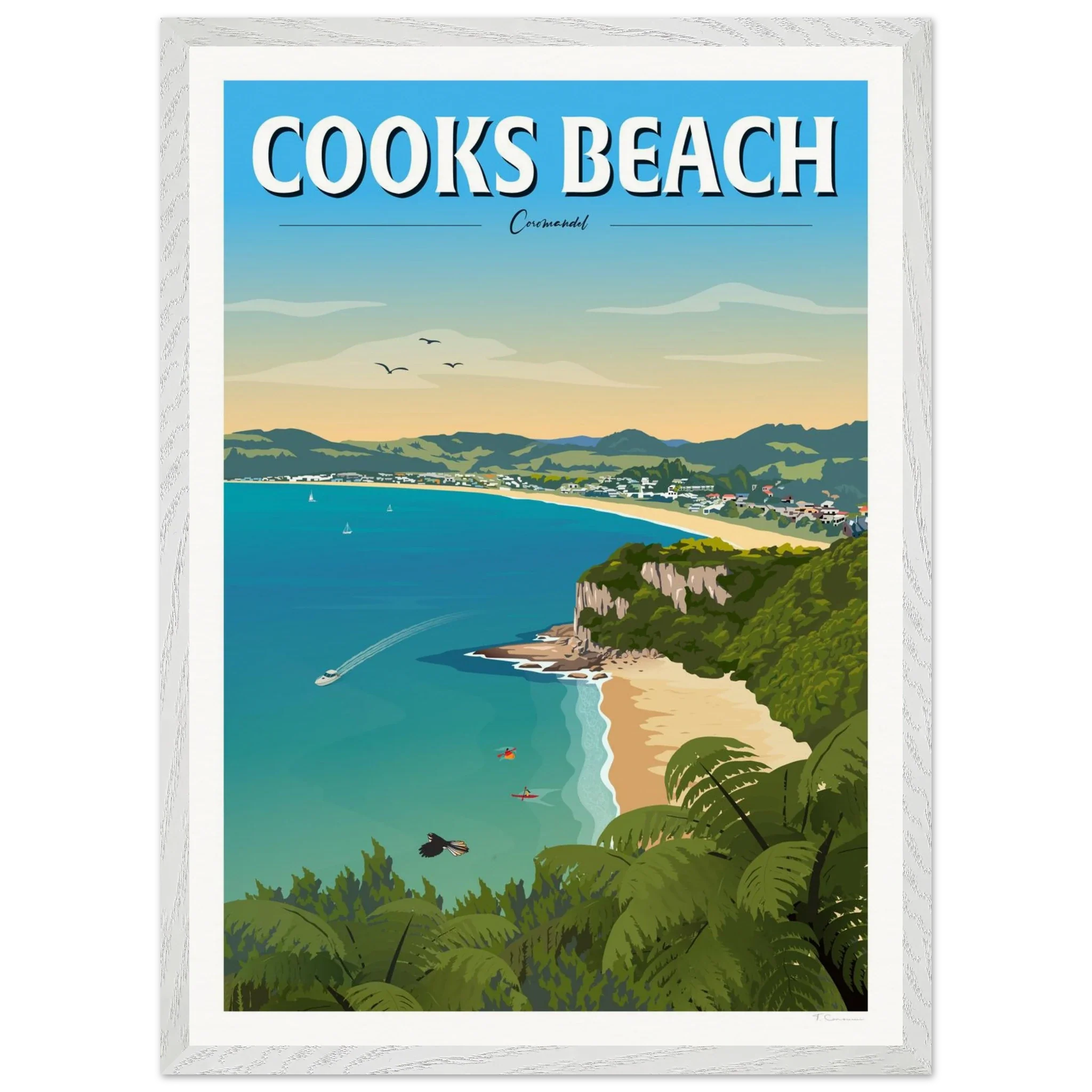 Cooks Beach, Coromandel New Zealand Travel Poster