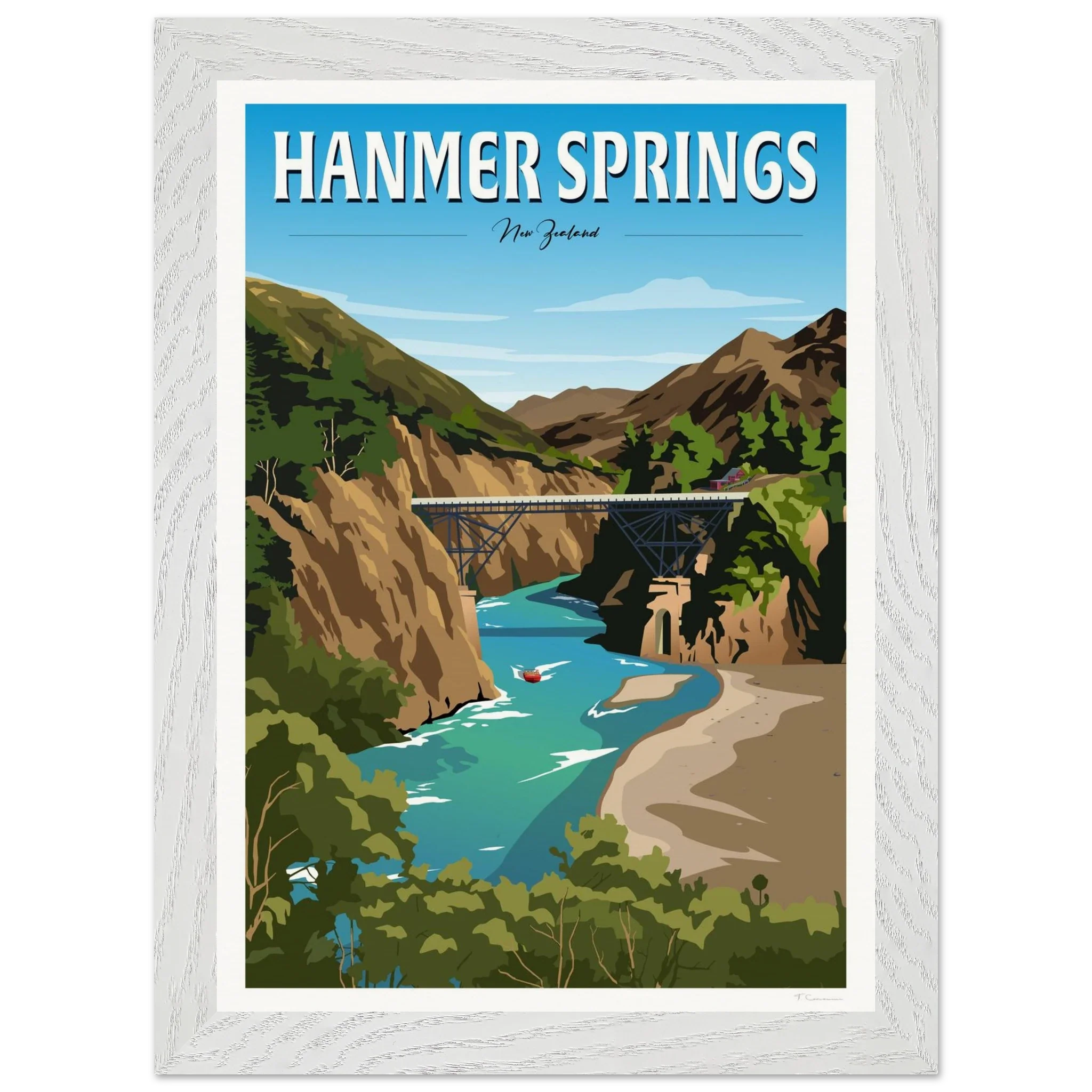 Hanmer Springs Summer Day Travel Poster, New Zealand
