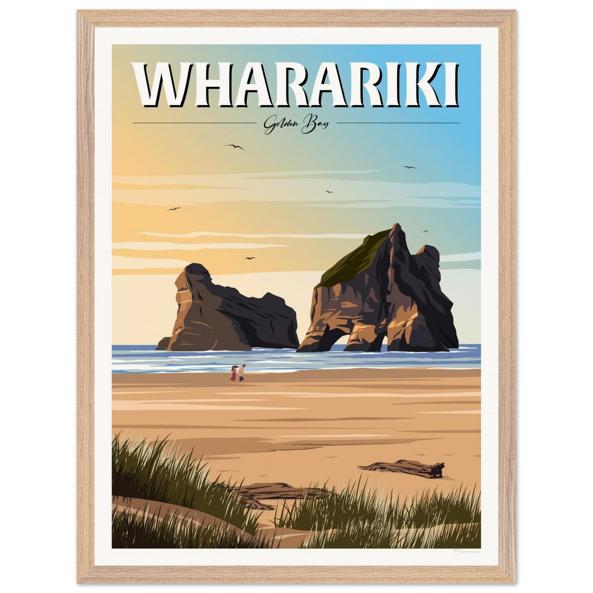 Wharariki Golden Bay Travel Poster, New Zealand