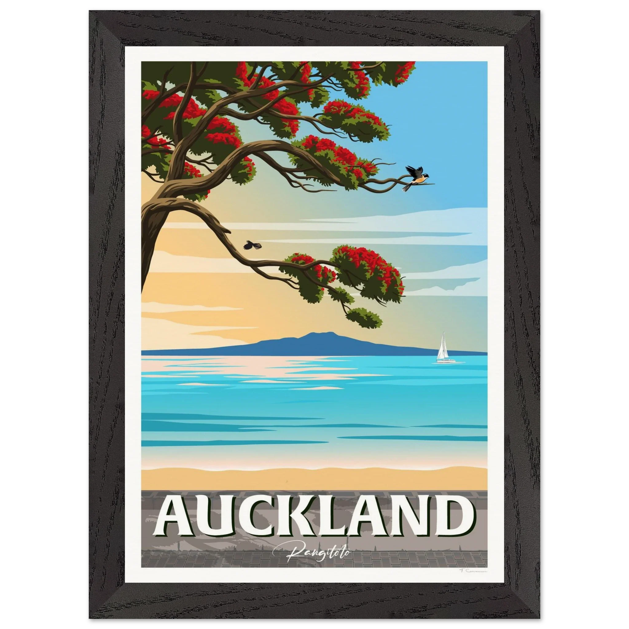 Rangitoto Island New Zealand Travel Poster