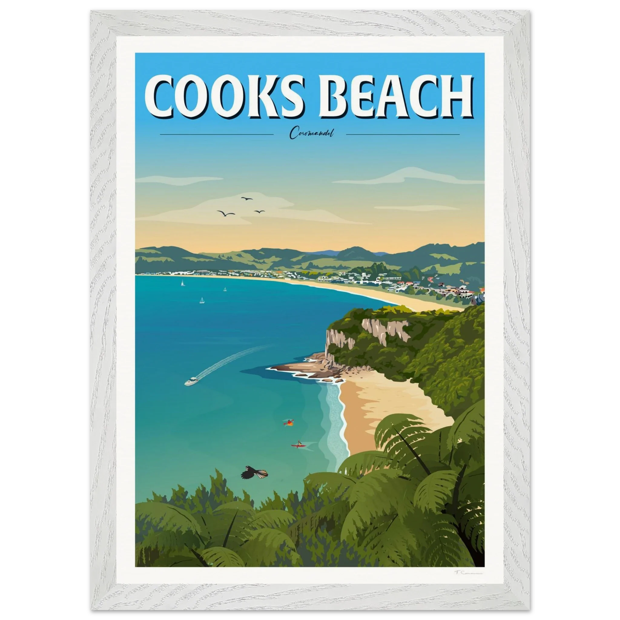 Cooks Beach, Coromandel New Zealand Travel Poster