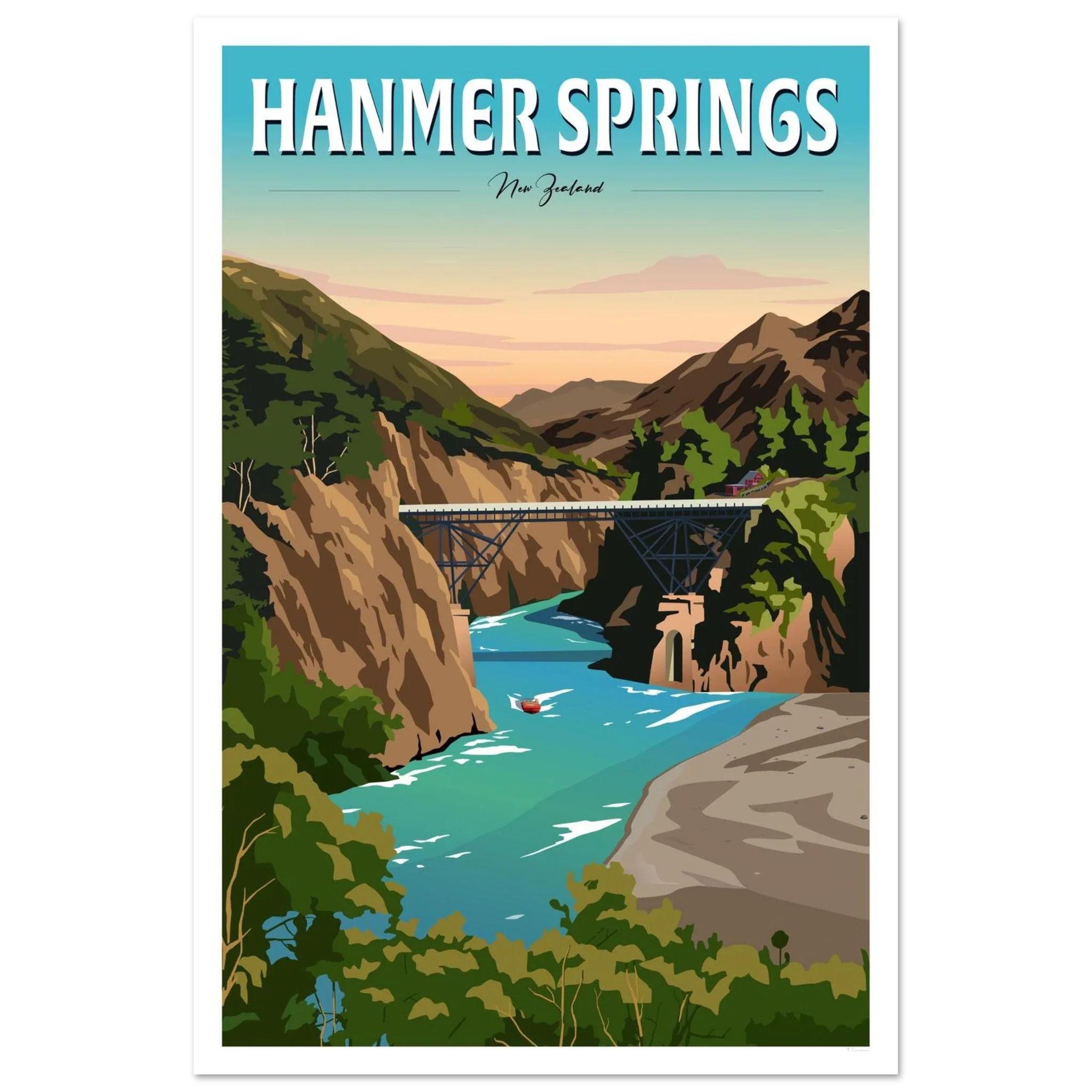 Hammer Springs travel poster by Tiffany Consumi