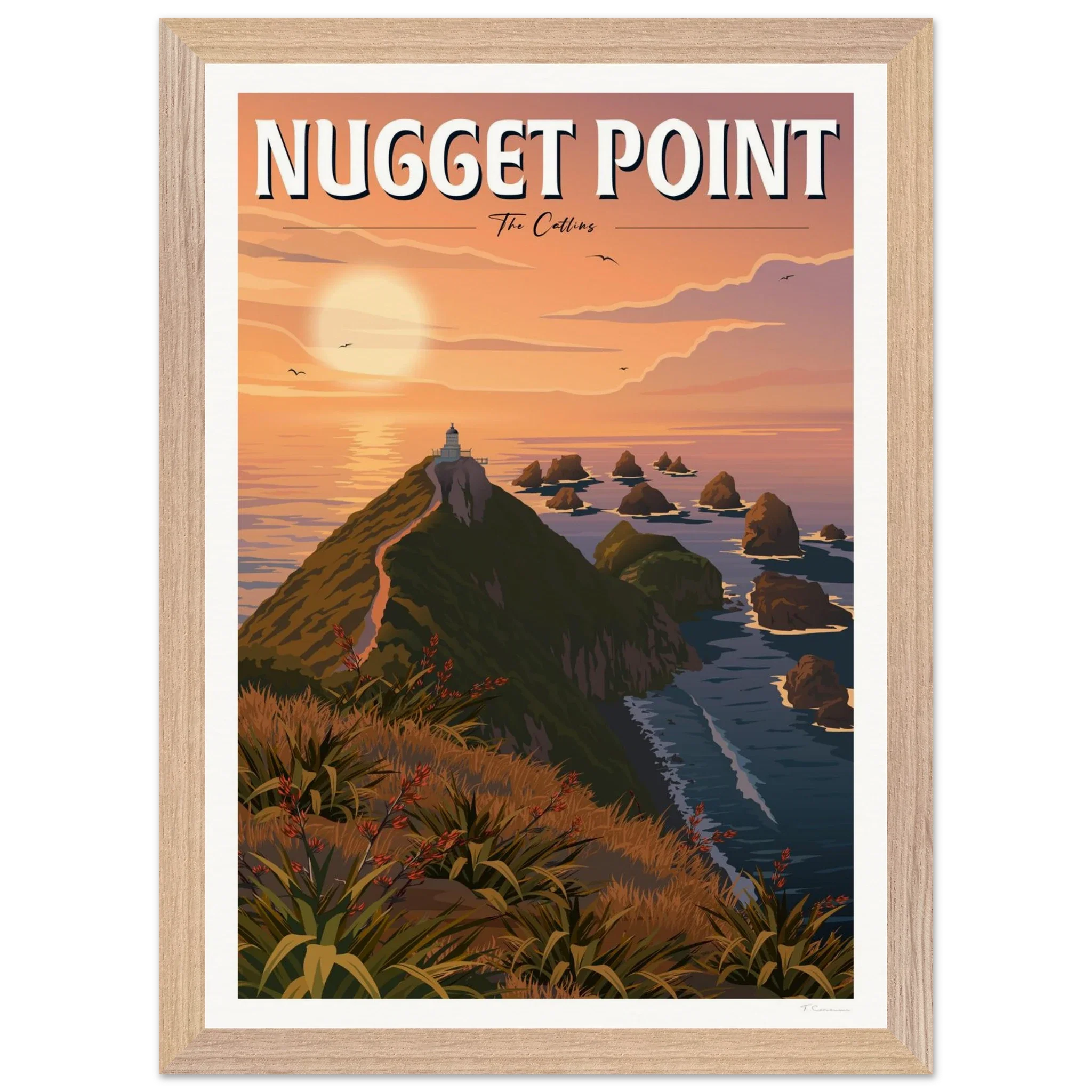 Nugget Point Travel Poster, Otago, New Zealand