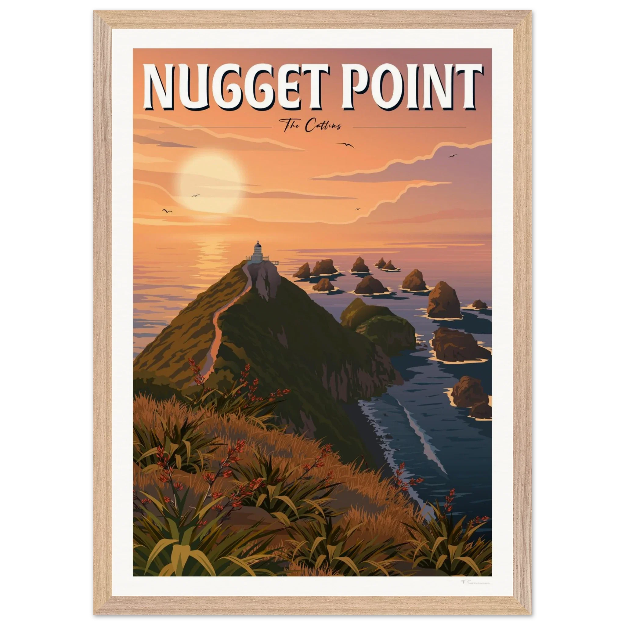 Nugget Point Travel Poster, Otago, New Zealand