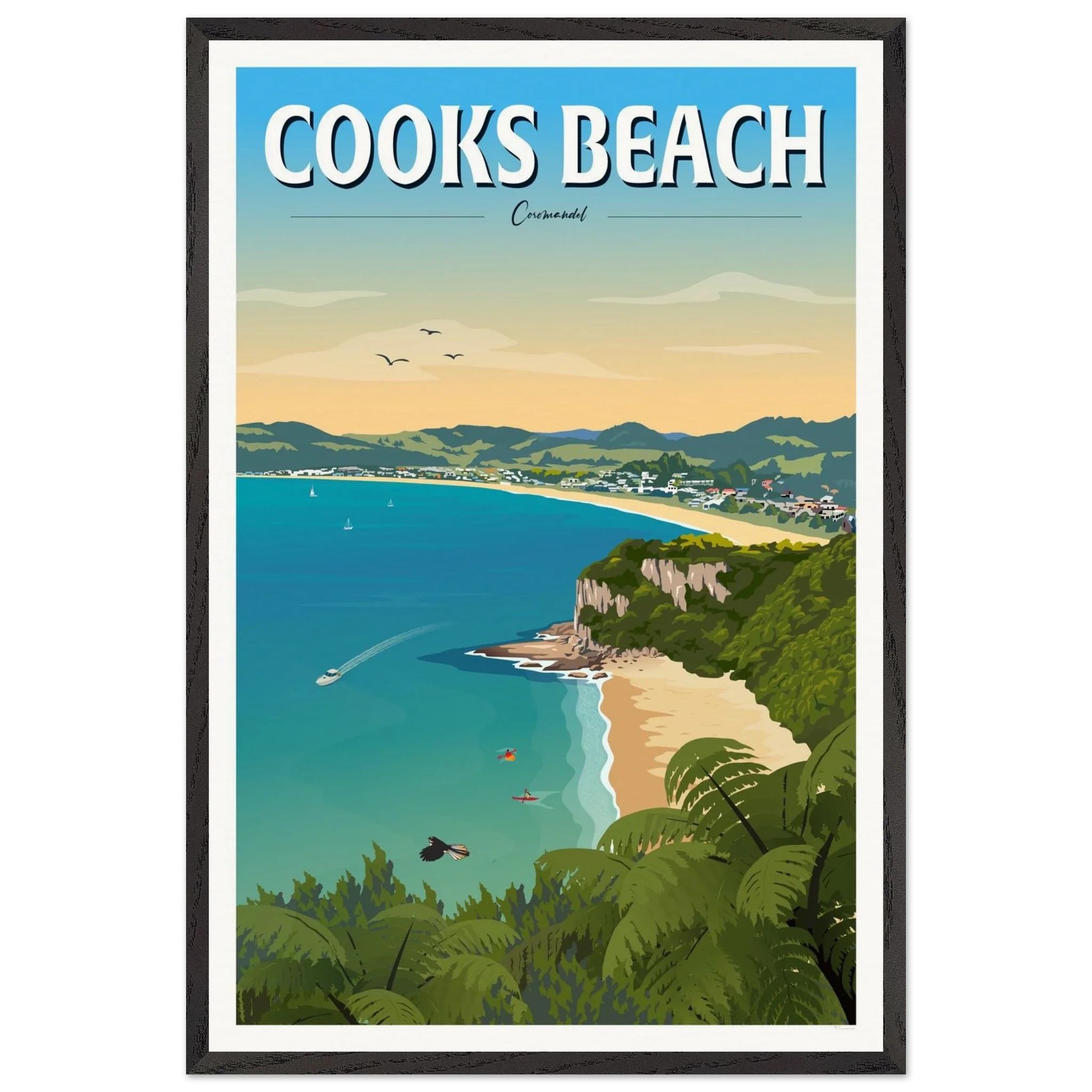 Cooks Beach, Coromandel New Zealand Travel Poster