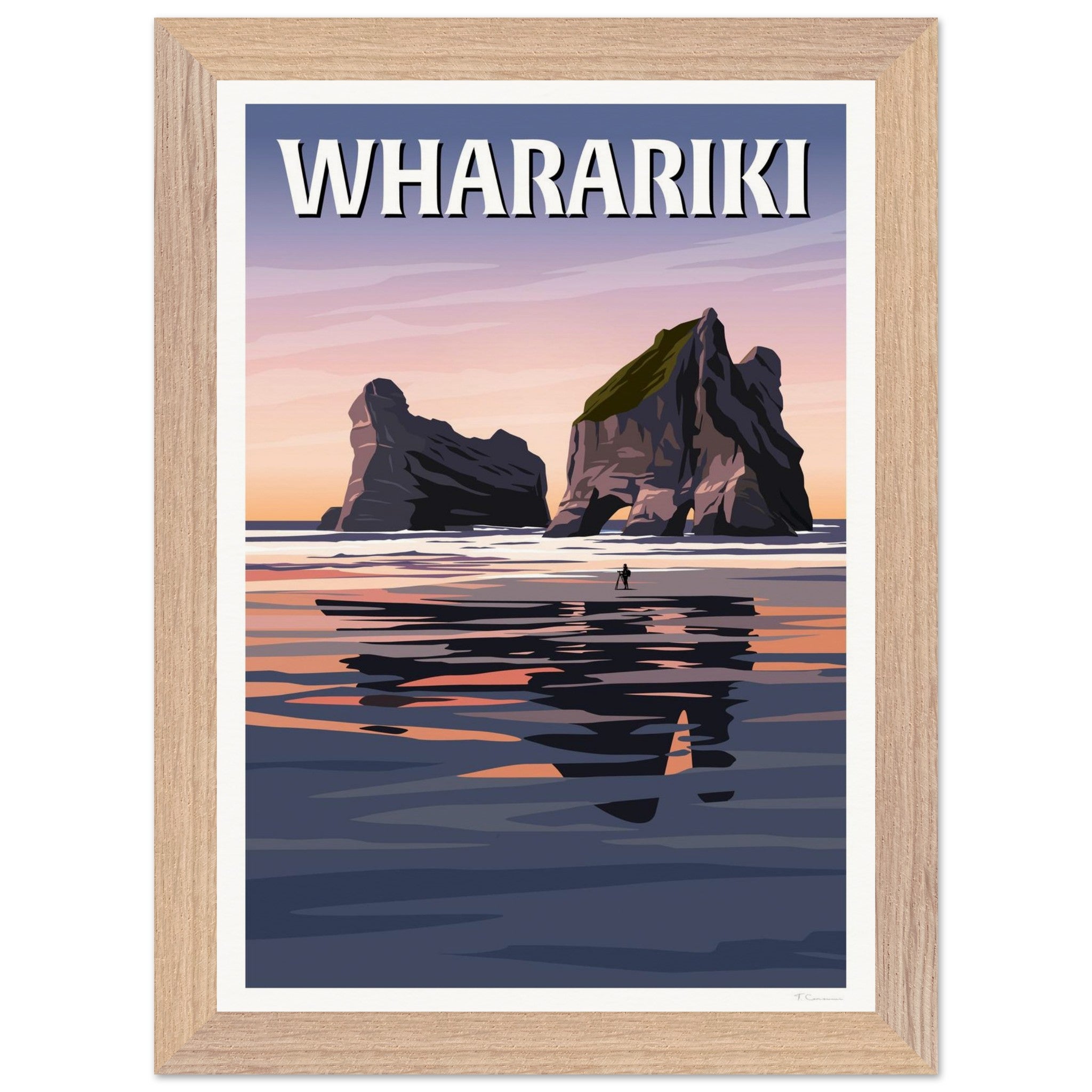 Wharariki Sunset Travel Poster, New Zealand