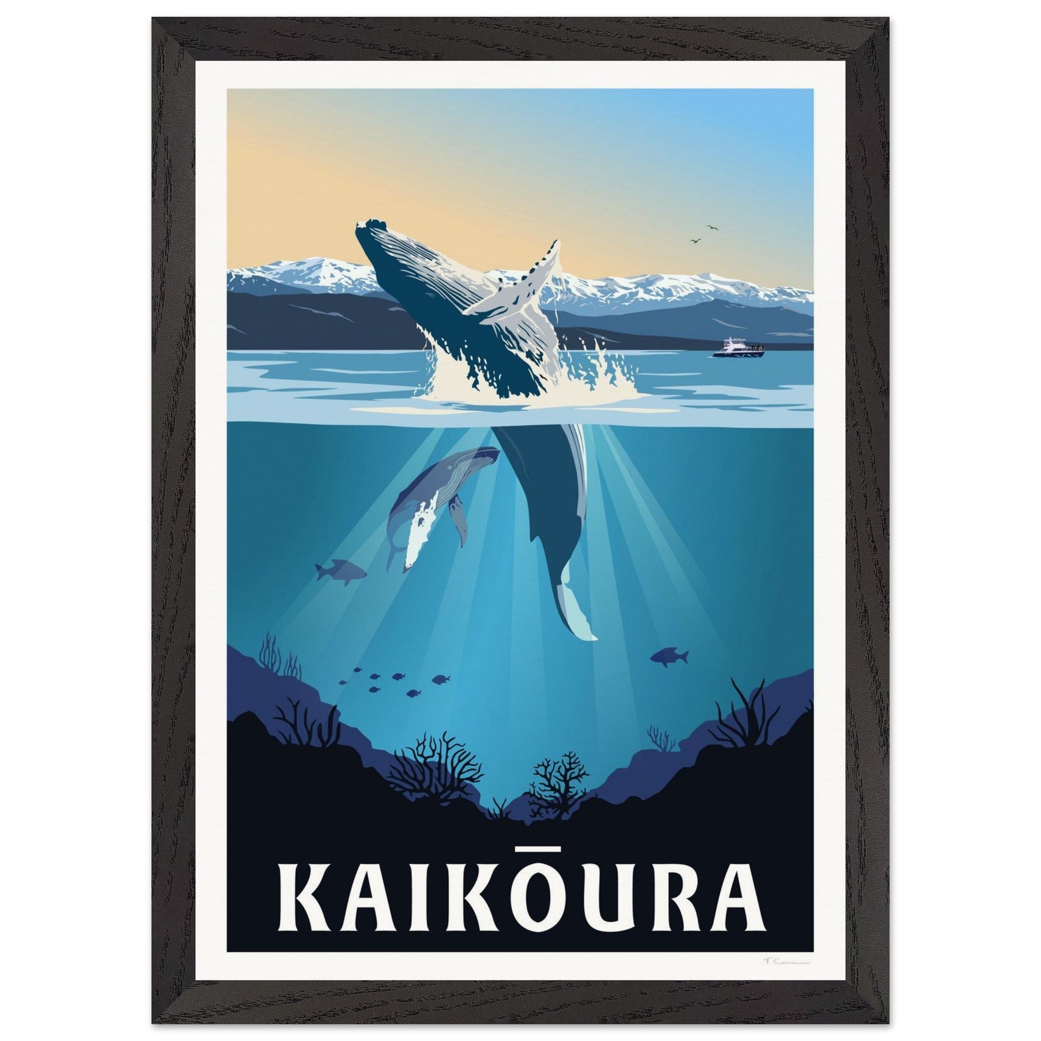 Kaikōura Whale Watching - Travel Poster, New Zealand