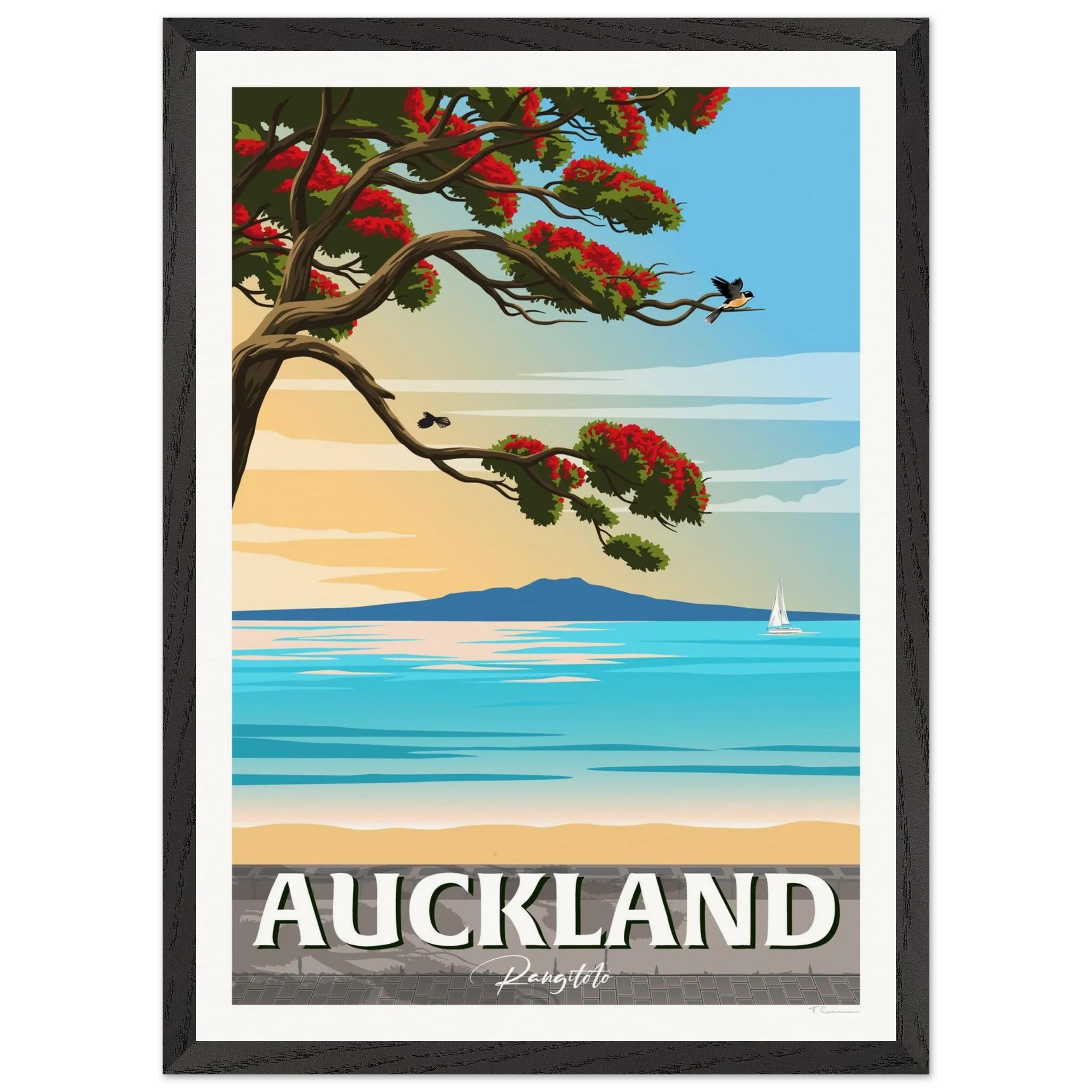 Rangitoto Island New Zealand Travel Poster
