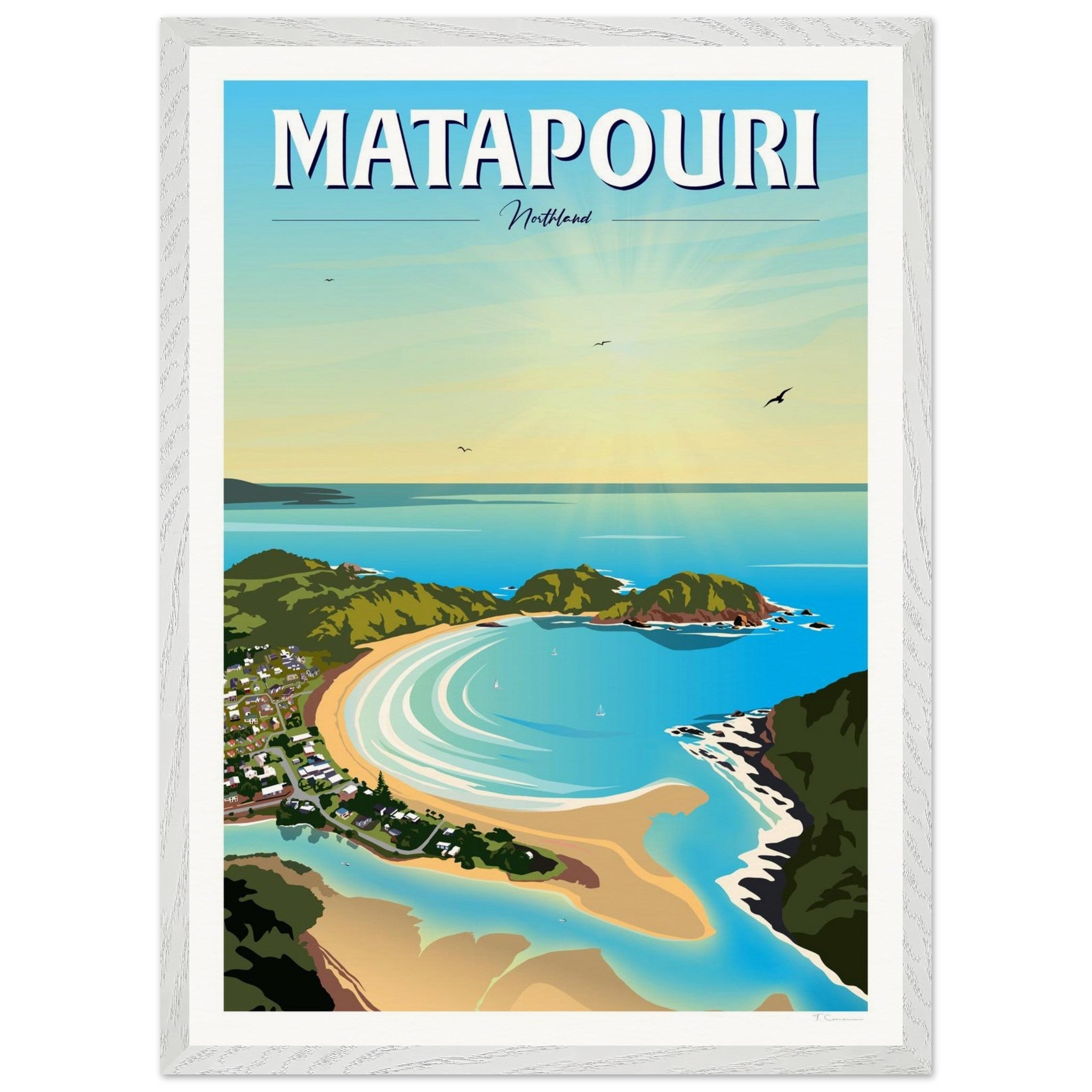 Matapouri Travel Poster, New Zealand