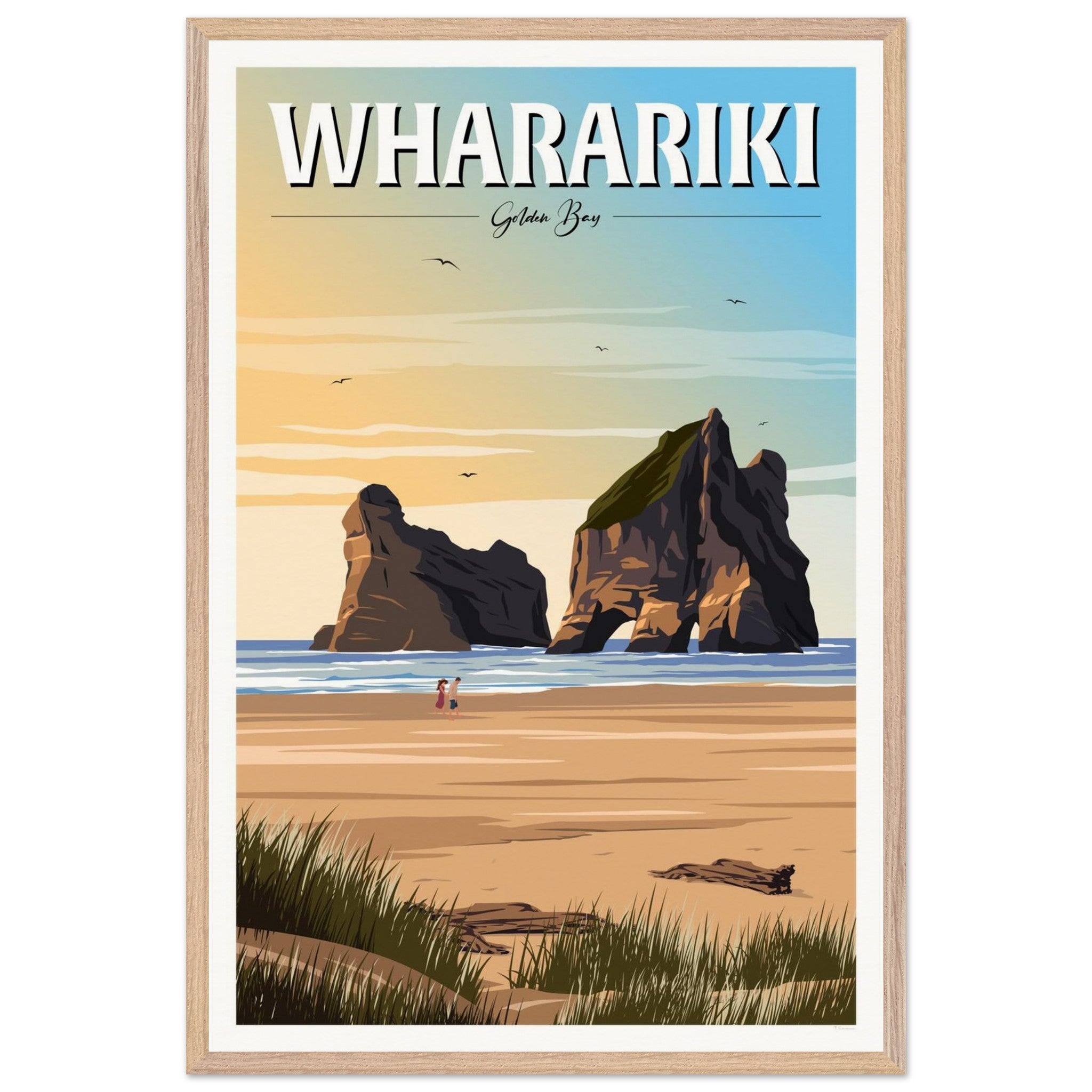 Wharariki Golden Bay Travel Poster, New Zealand