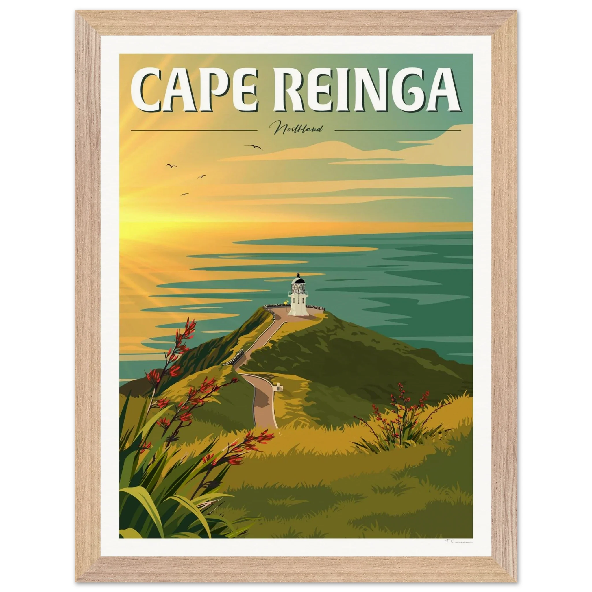 Cape Reinga Sunset Travel Poster, New Zealand