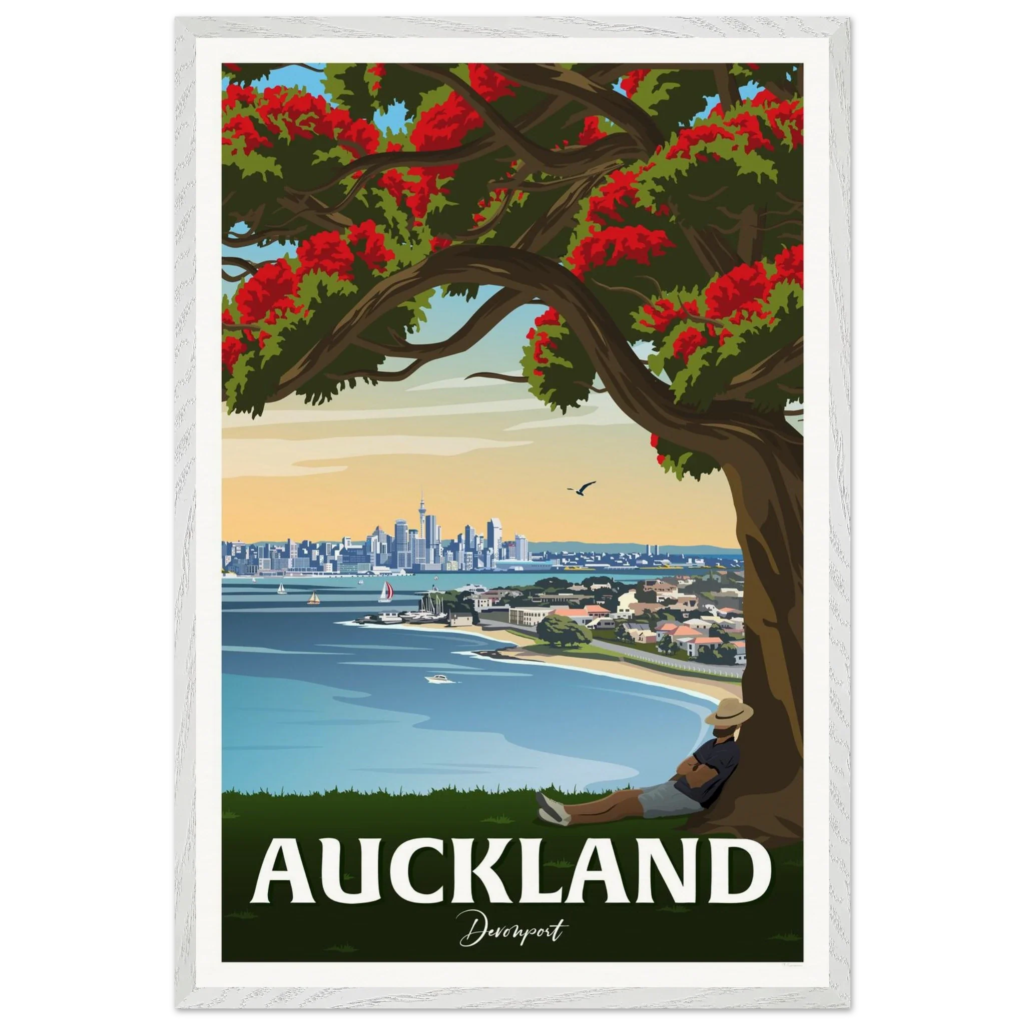 Auckland from Northhead New Zealand Travel Poster
