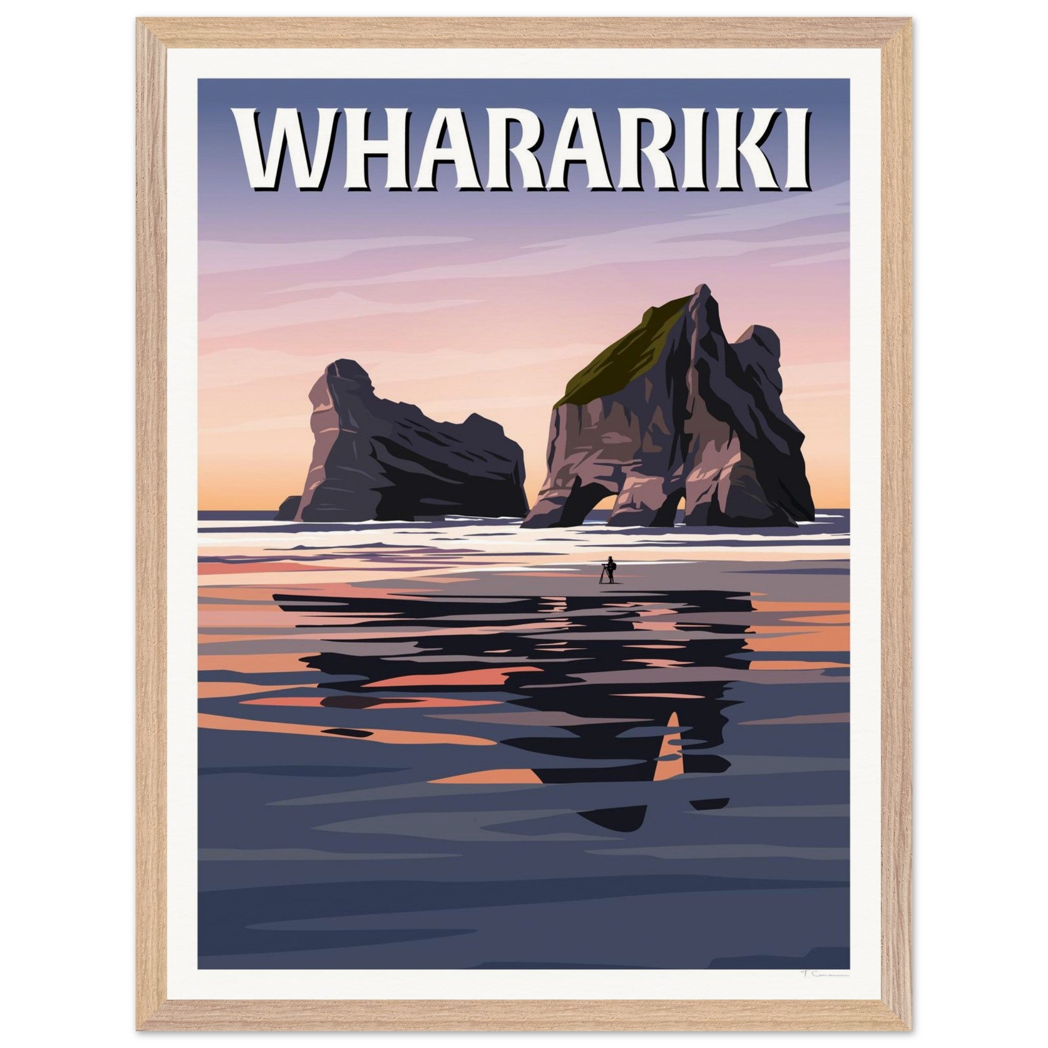 Wharariki Sunset Travel Poster, New Zealand