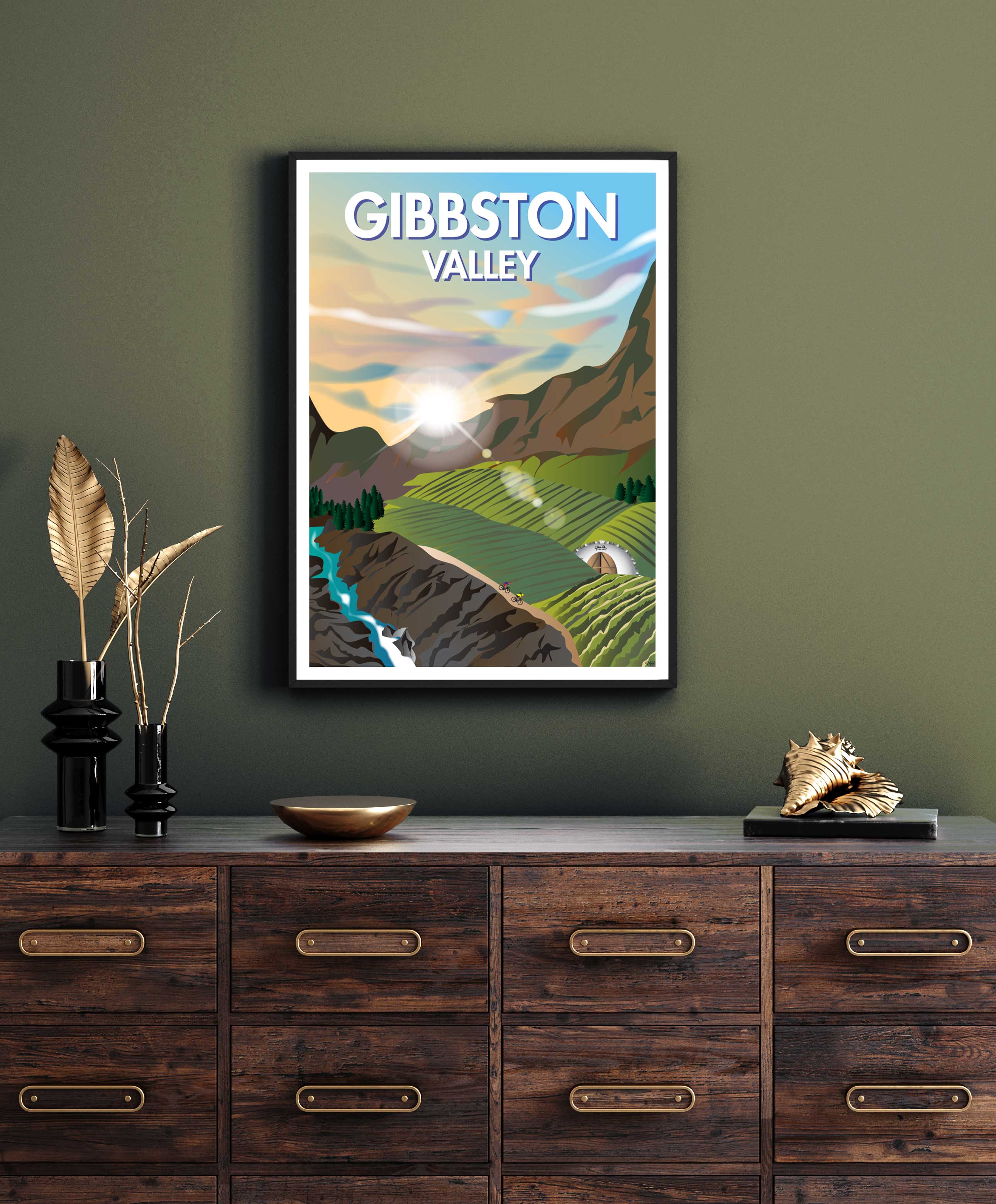 Gibbston Valley New Zealand Travel Poster
