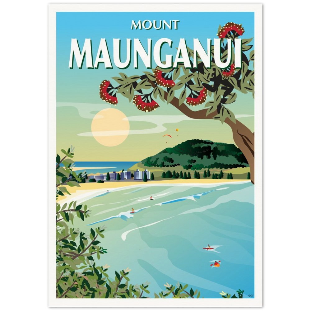 Mount Maunganui New Zealand Travel Poster