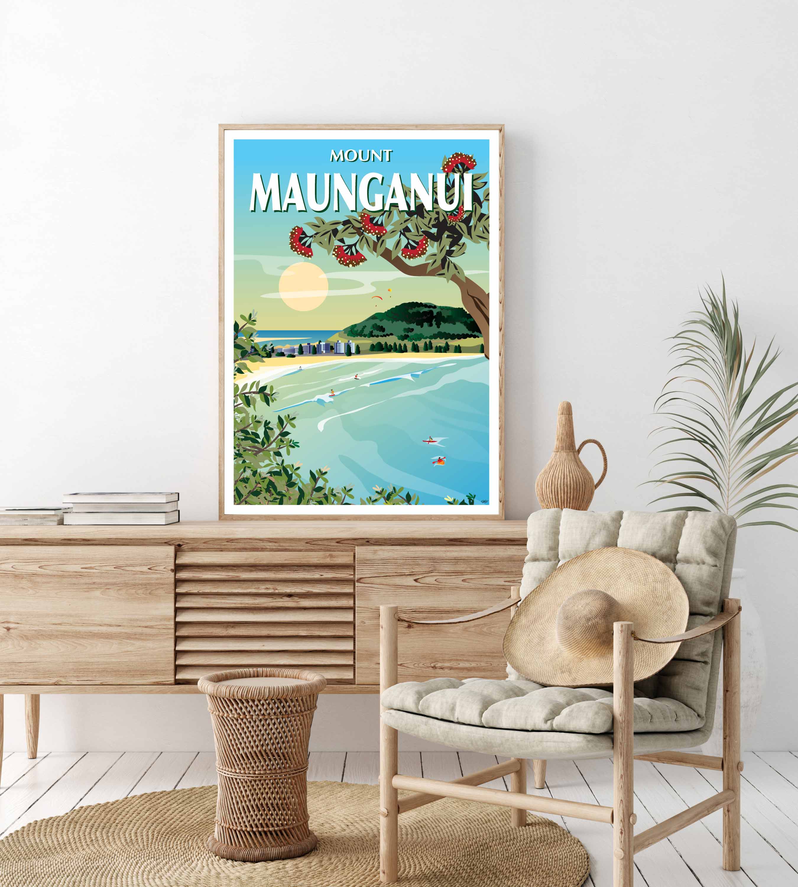Mount Maunganui New Zealand Travel Poster