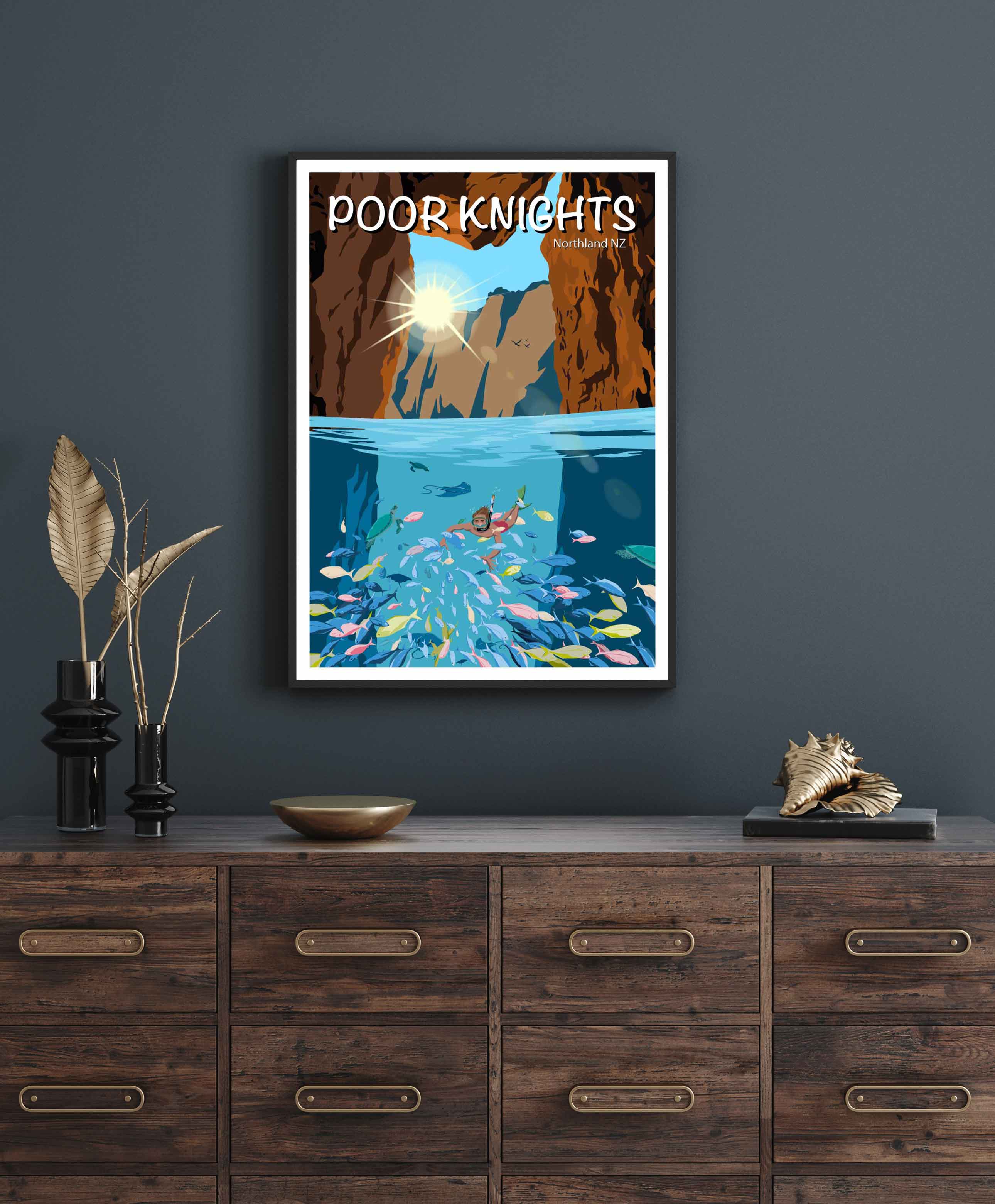 Poor Knights Travel Poster, New Zealand