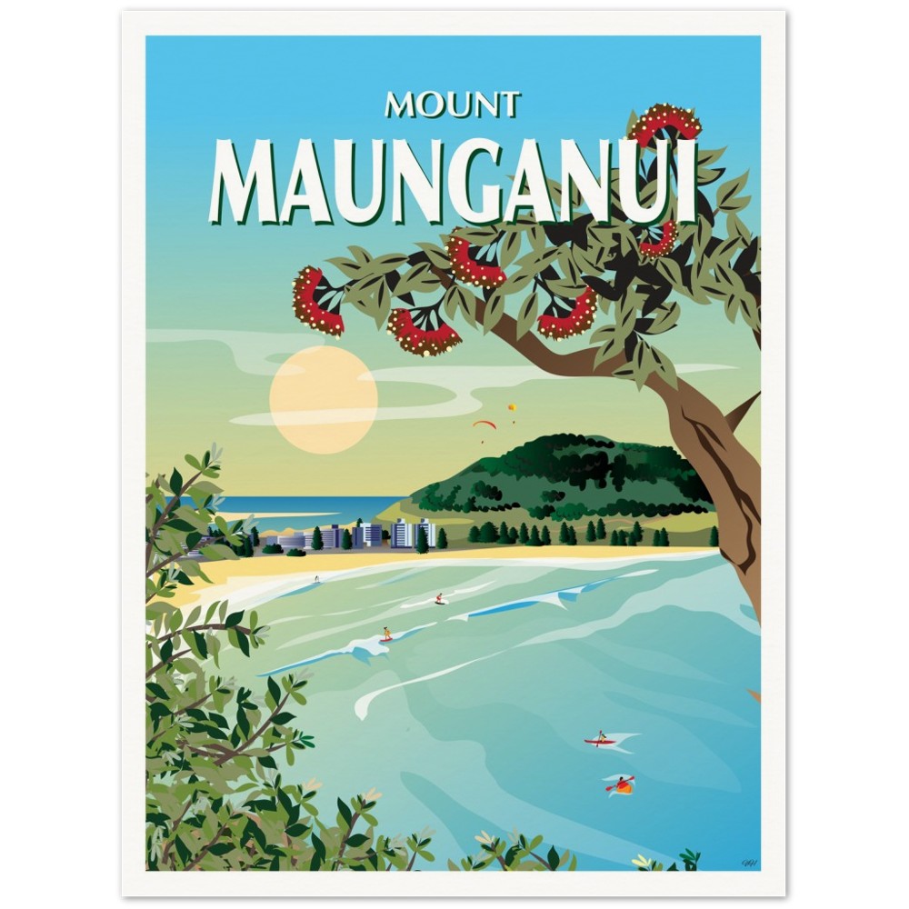 Mount Maunganui New Zealand Travel Poster