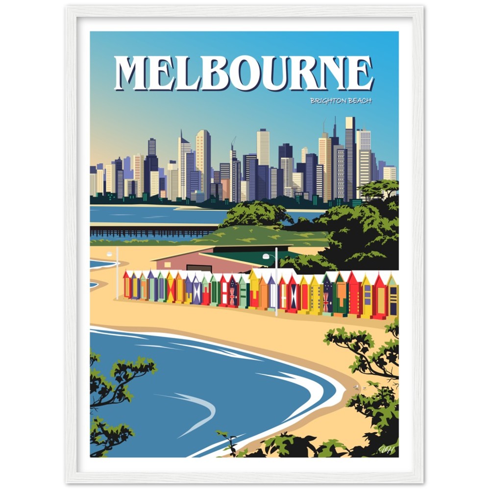 Melbourne - Brighton Beach - Travel Poster, Australia