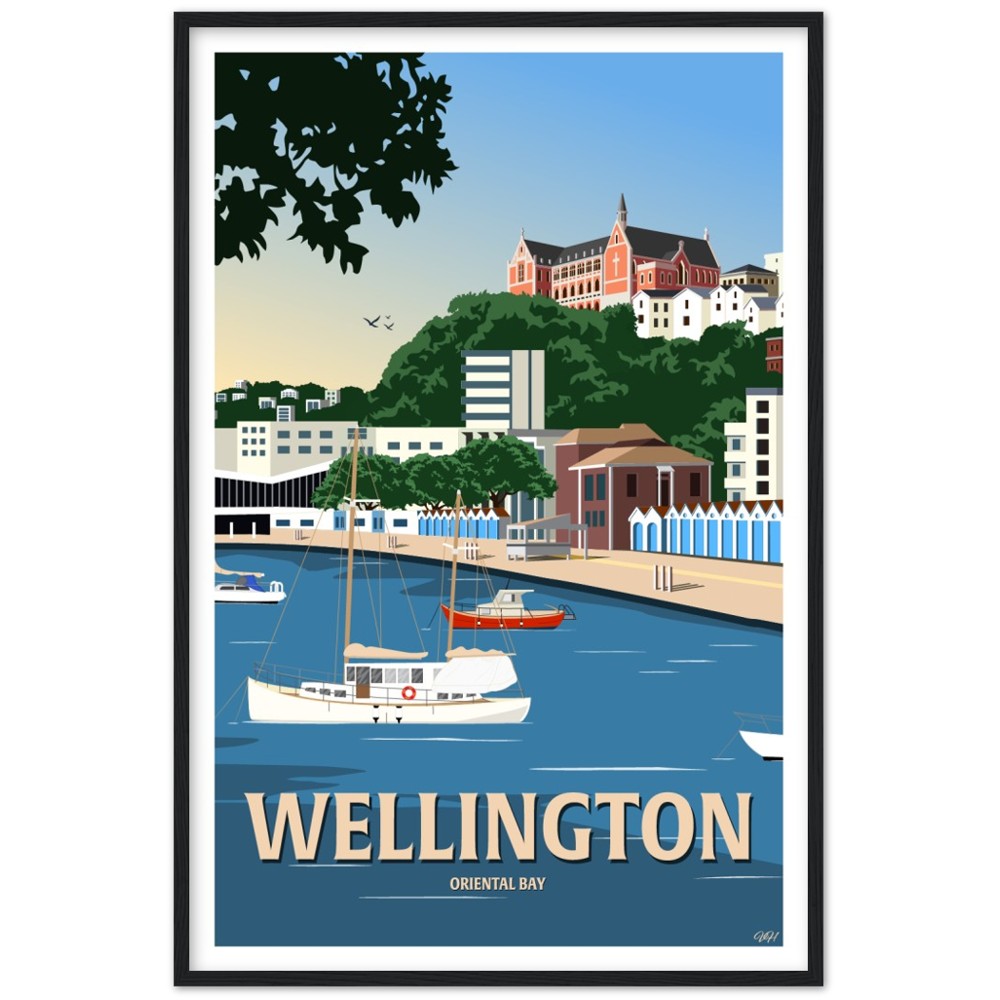 Wellington - Oriental Bay - Travel Poster, New Zealand