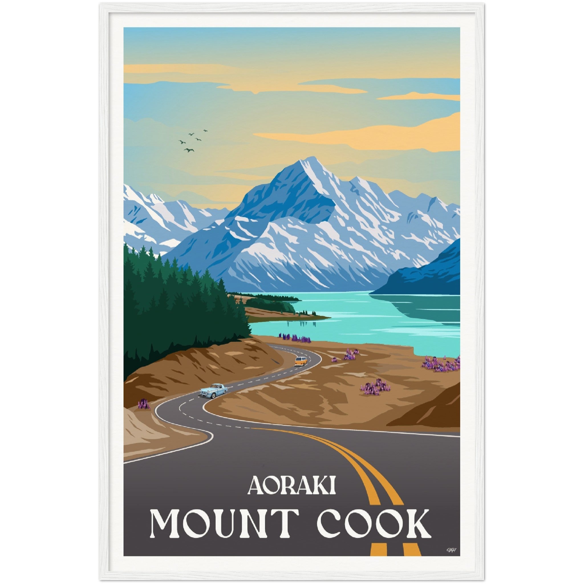 Aoraki - Mount Cook Travel Poster, New Zealand