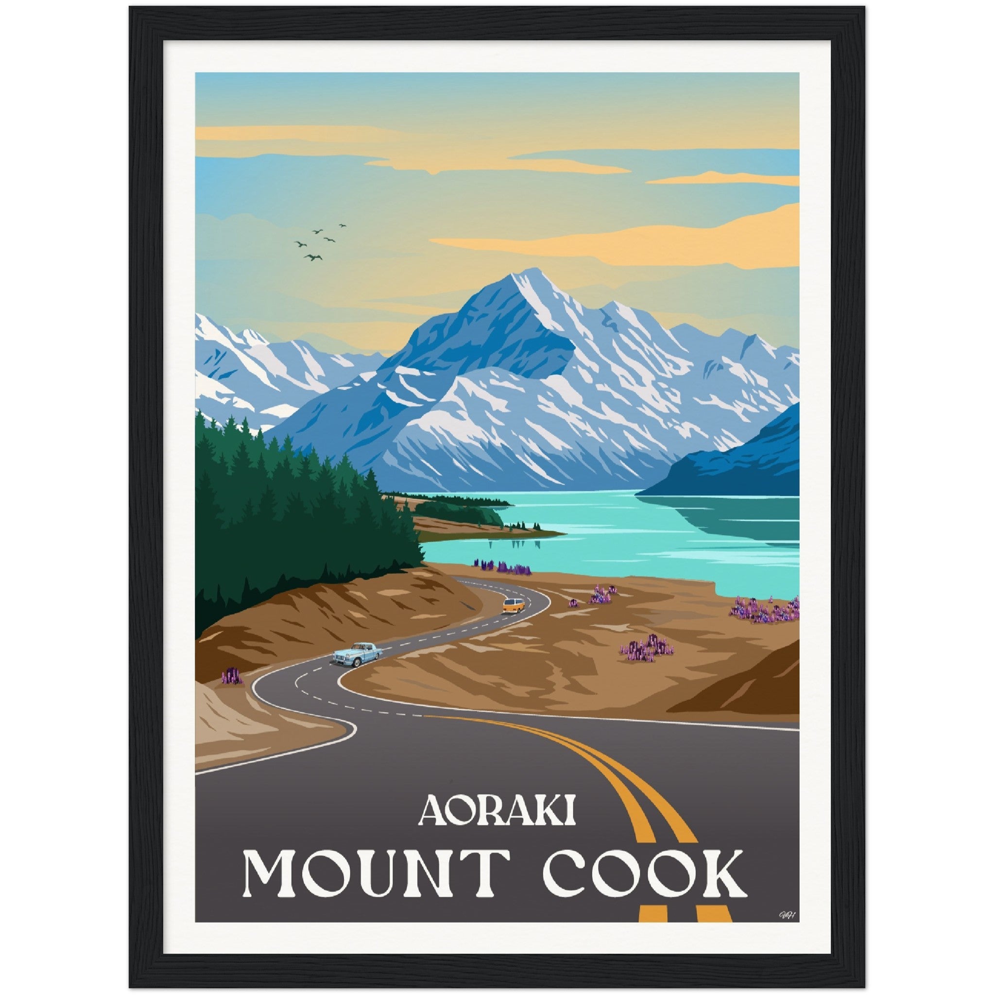 Aoraki - Mount Cook Travel Poster, New Zealand