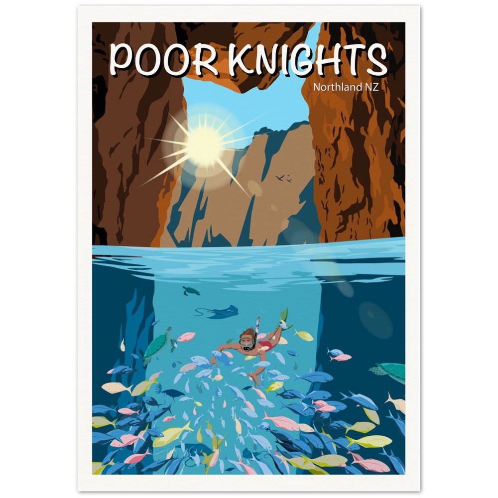 Poor Knights Travel Poster, New Zealand