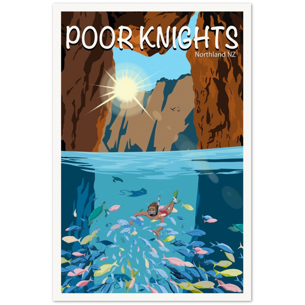 Poor Knights Travel Poster, New Zealand
