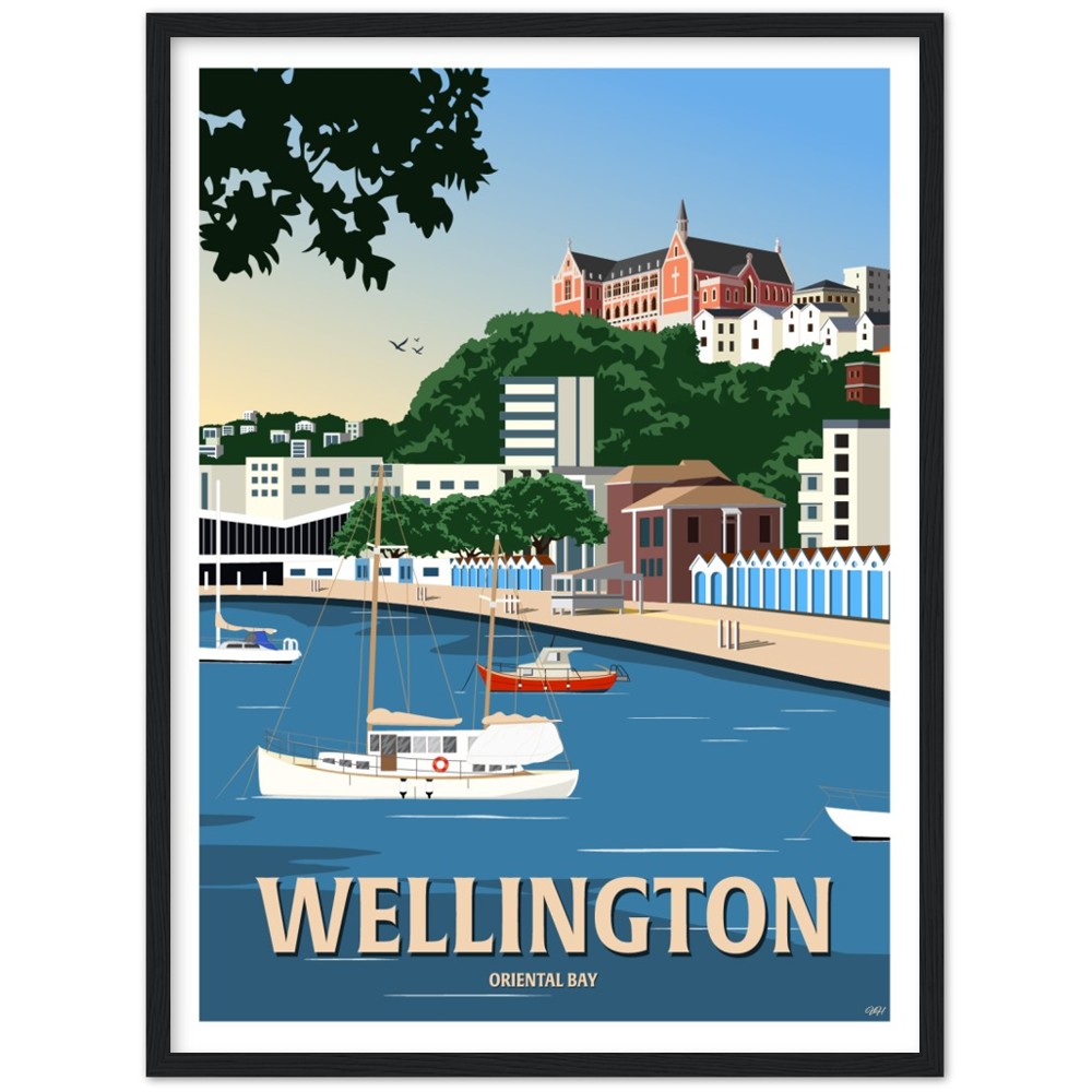 Wellington - Oriental Bay - Travel Poster, New Zealand