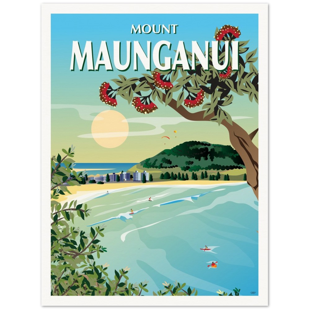 Mount Maunganui New Zealand Travel Poster