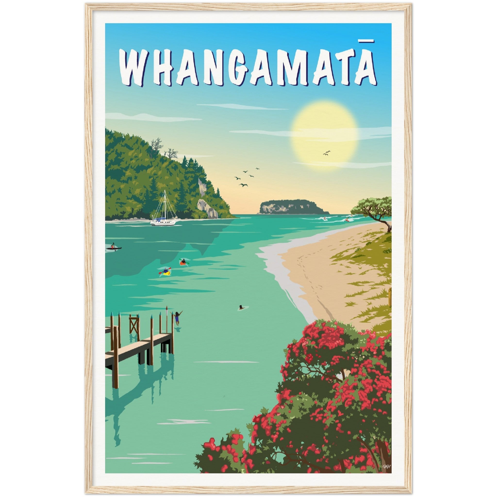 Whangamatā Travel Poster, New Zealand