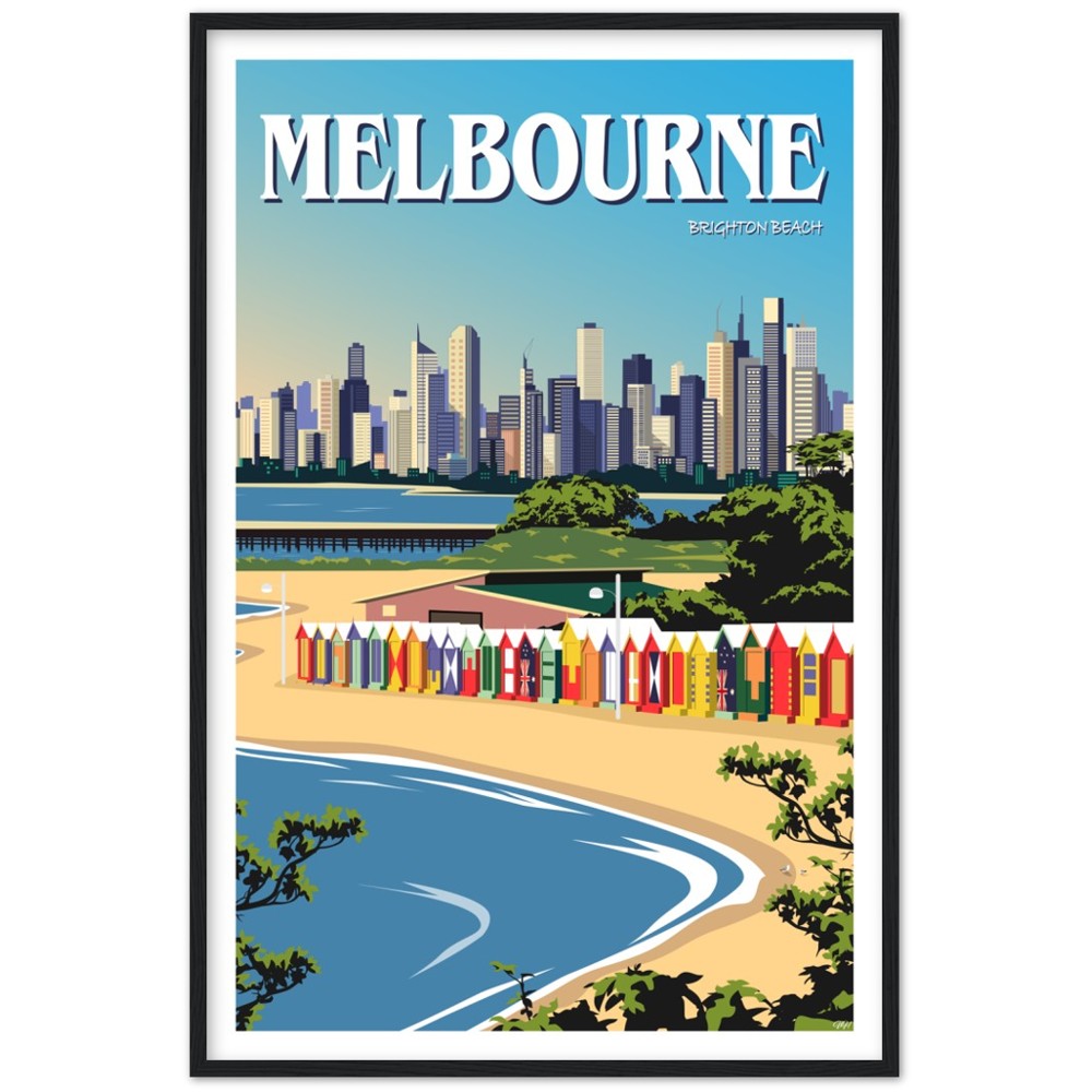 Melbourne - Brighton Beach - Travel Poster, Australia