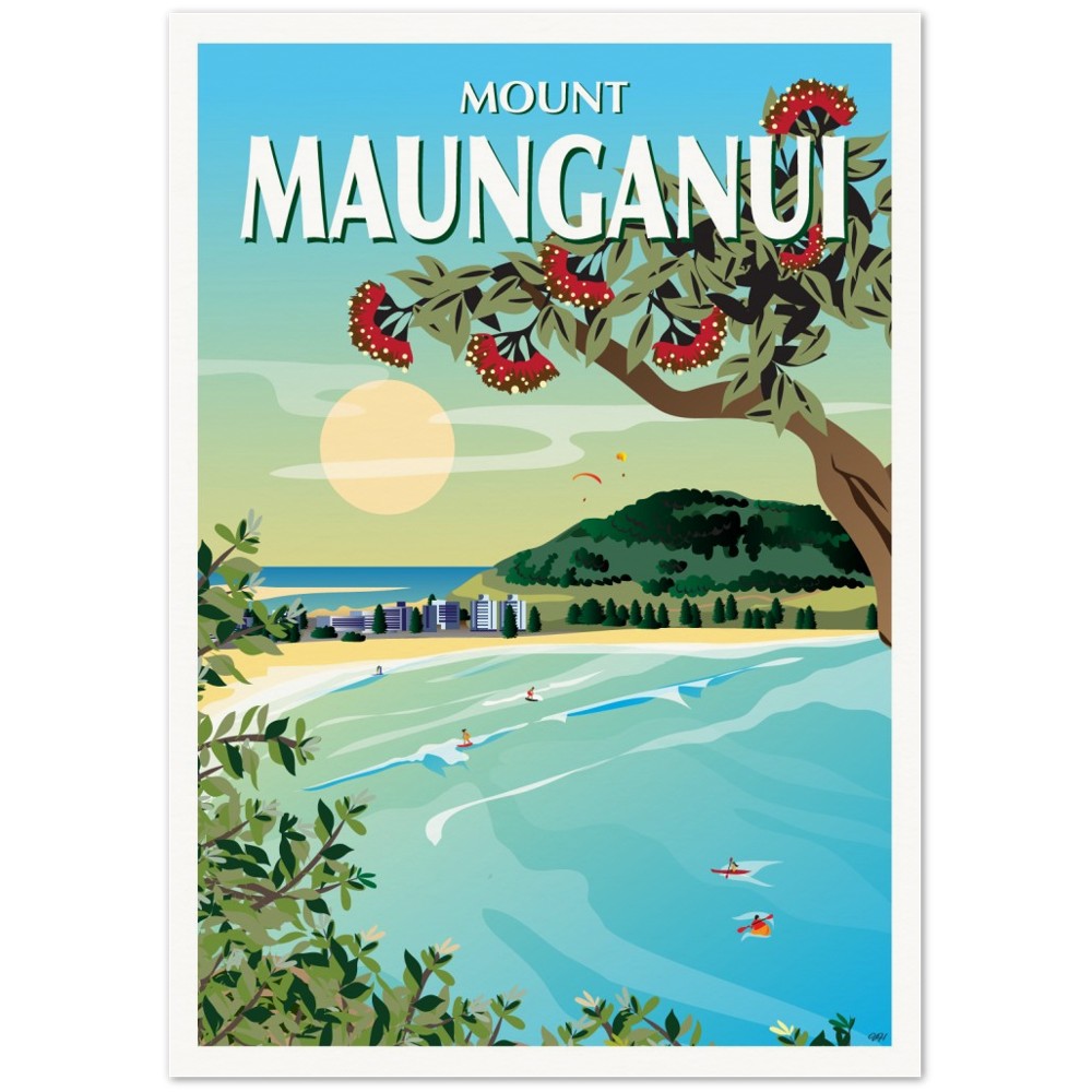 Mount Maunganui New Zealand Travel Poster