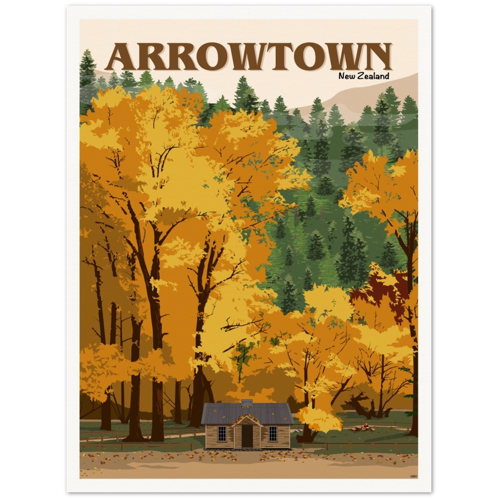 Arrowtown Travel Poster, New Zealand