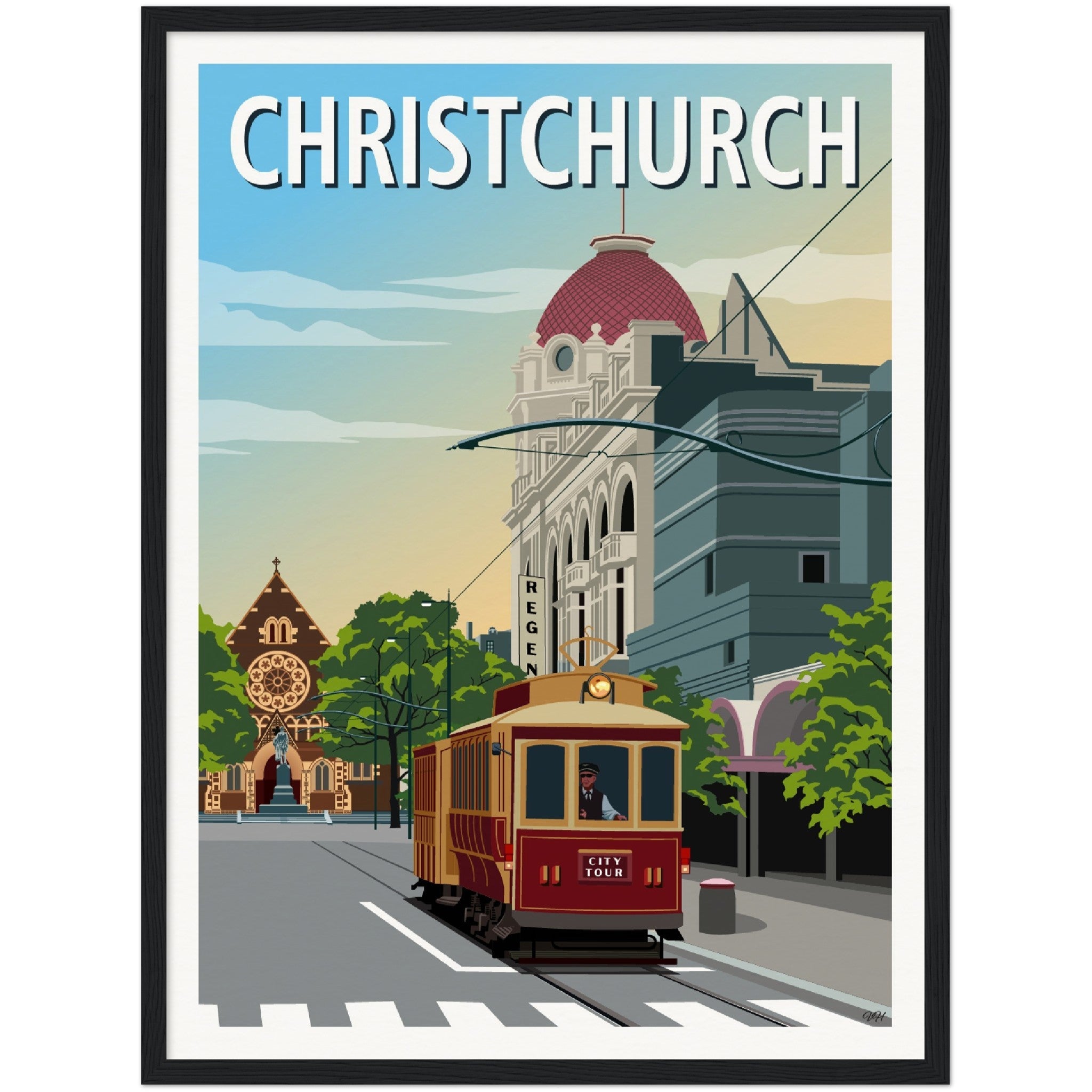 Christchurch Travel Poster, New Zealand